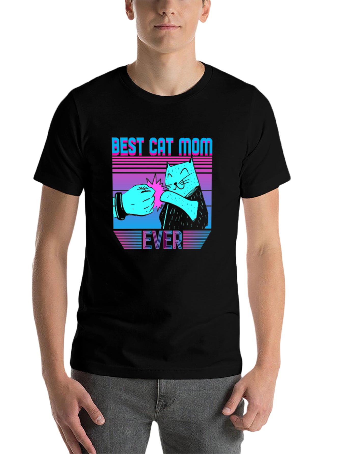 Black Best Cat Mom Ever Graphic Tee view 7