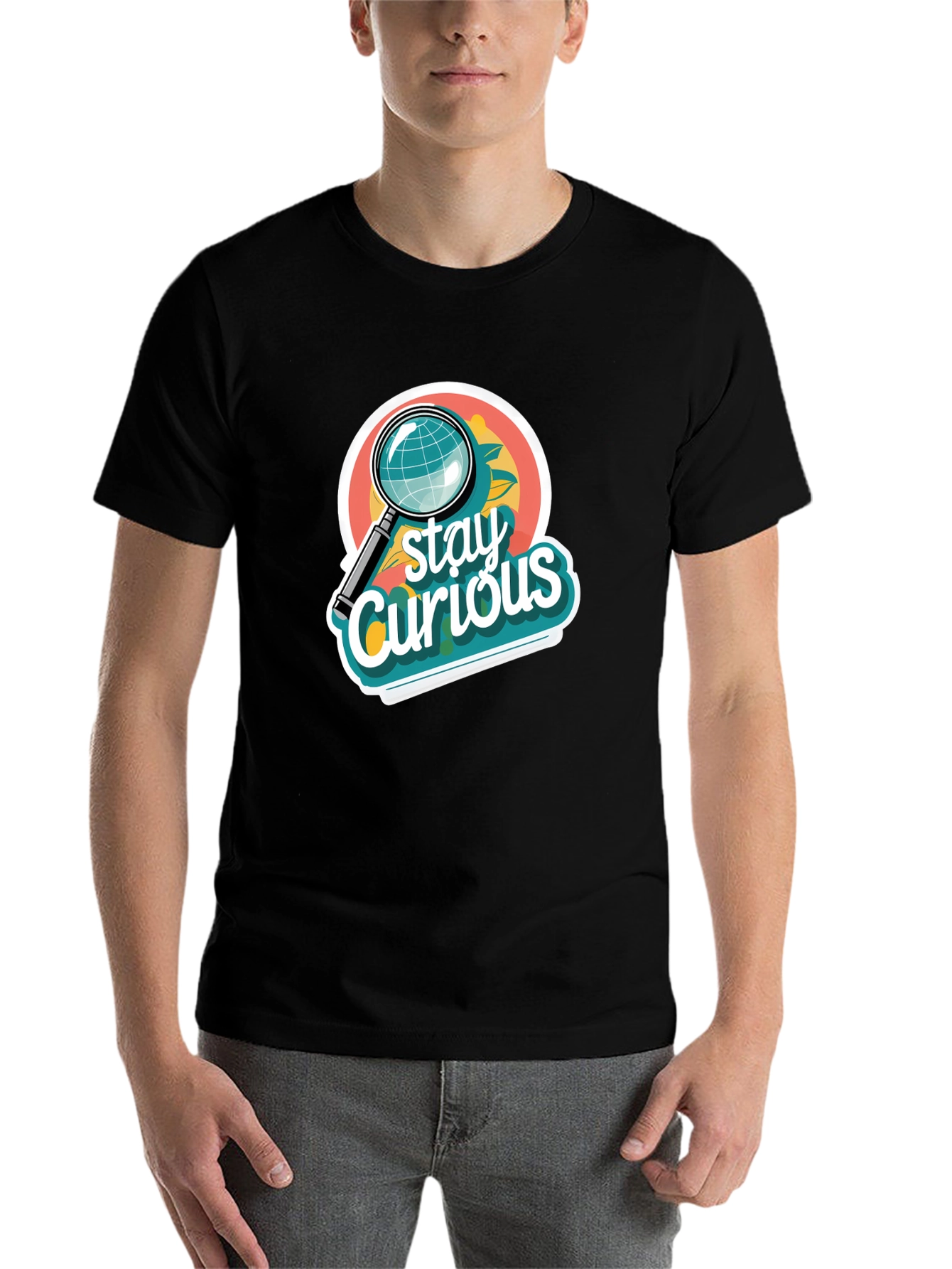 Black Stay Curious Graphic T-Shirt view 7
