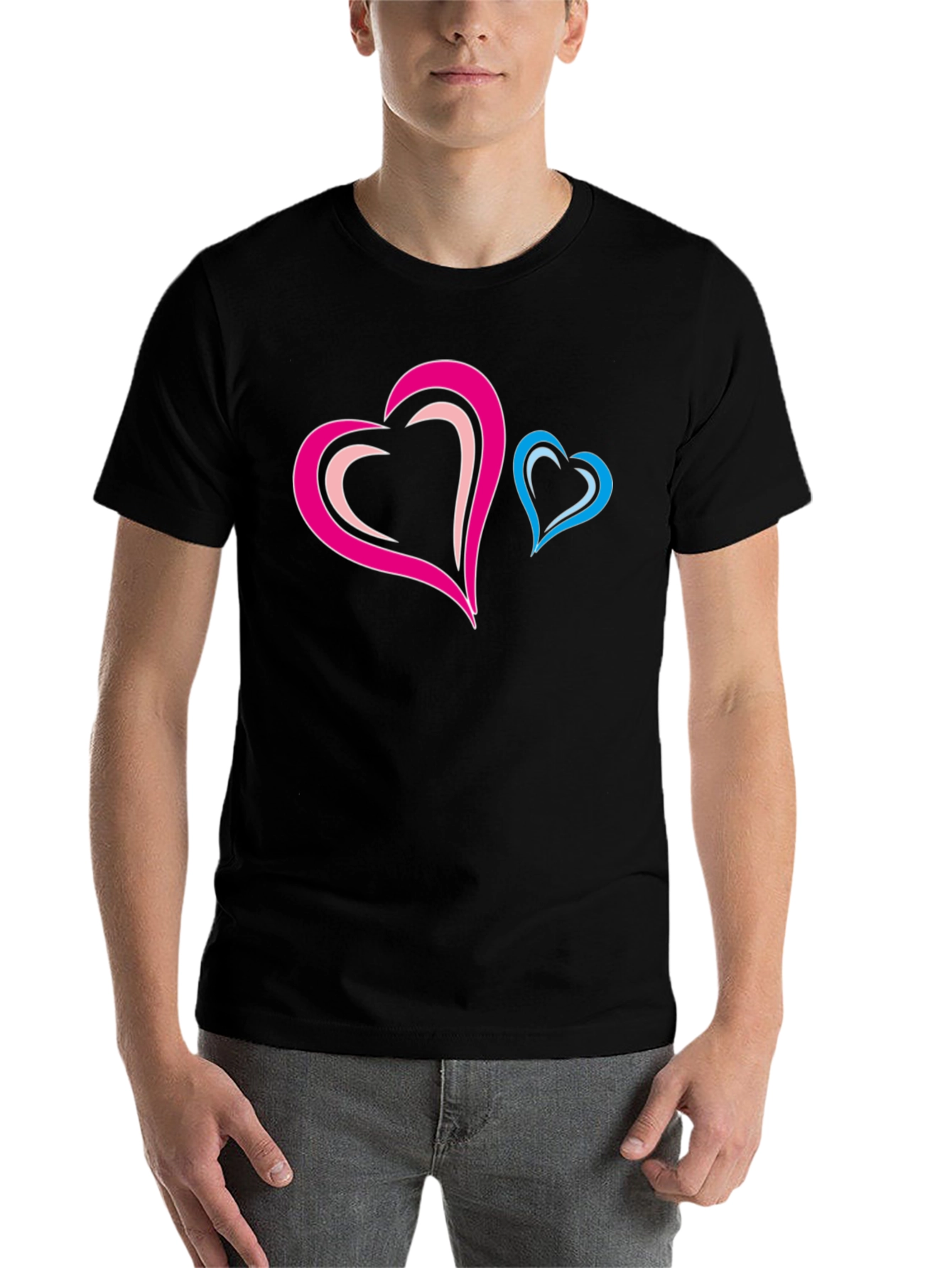 Black Stylish Black T-Shirt with Heart Design view 7