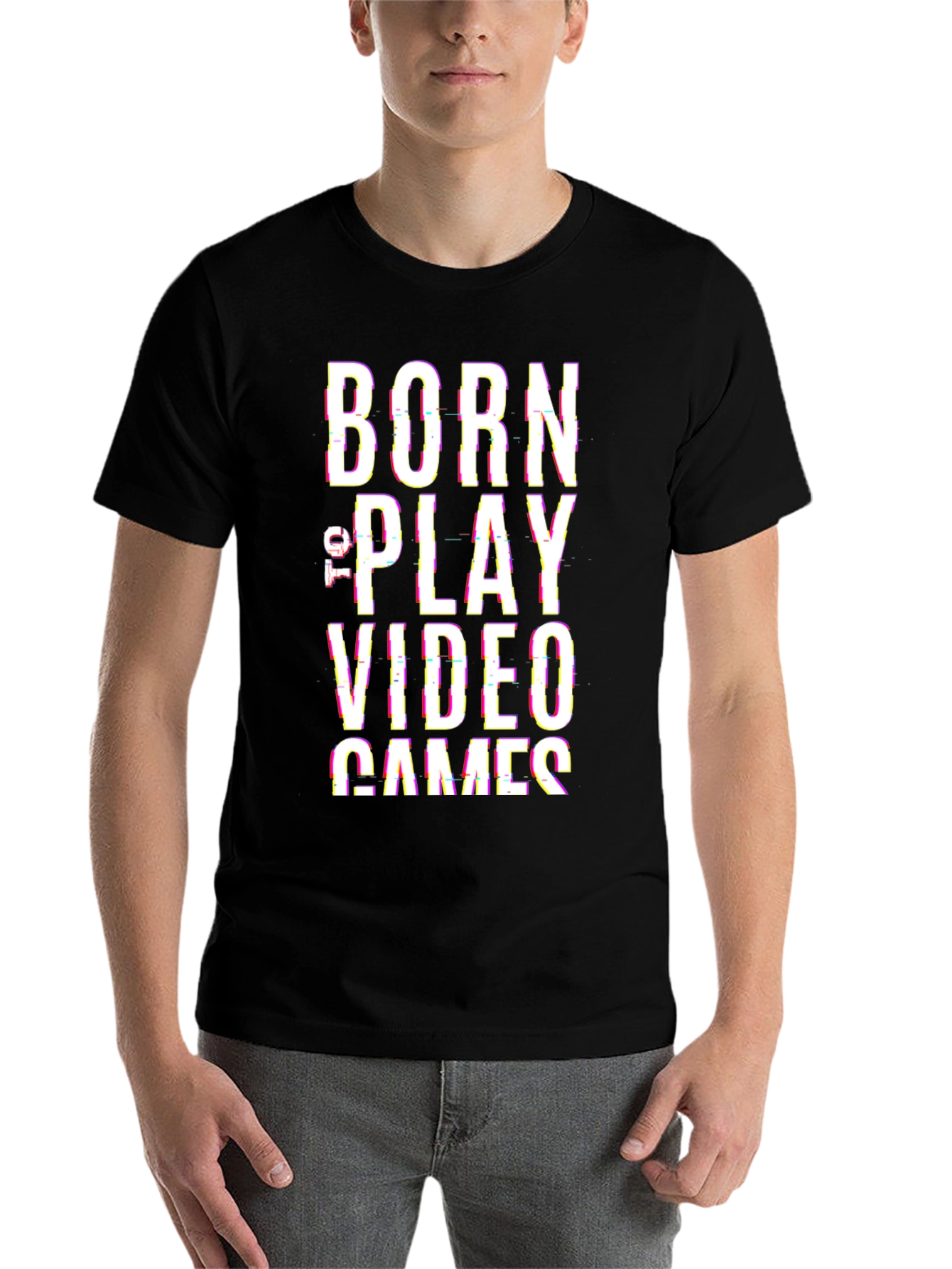 Black Born to Play Video Games Black T-Shirt view 7