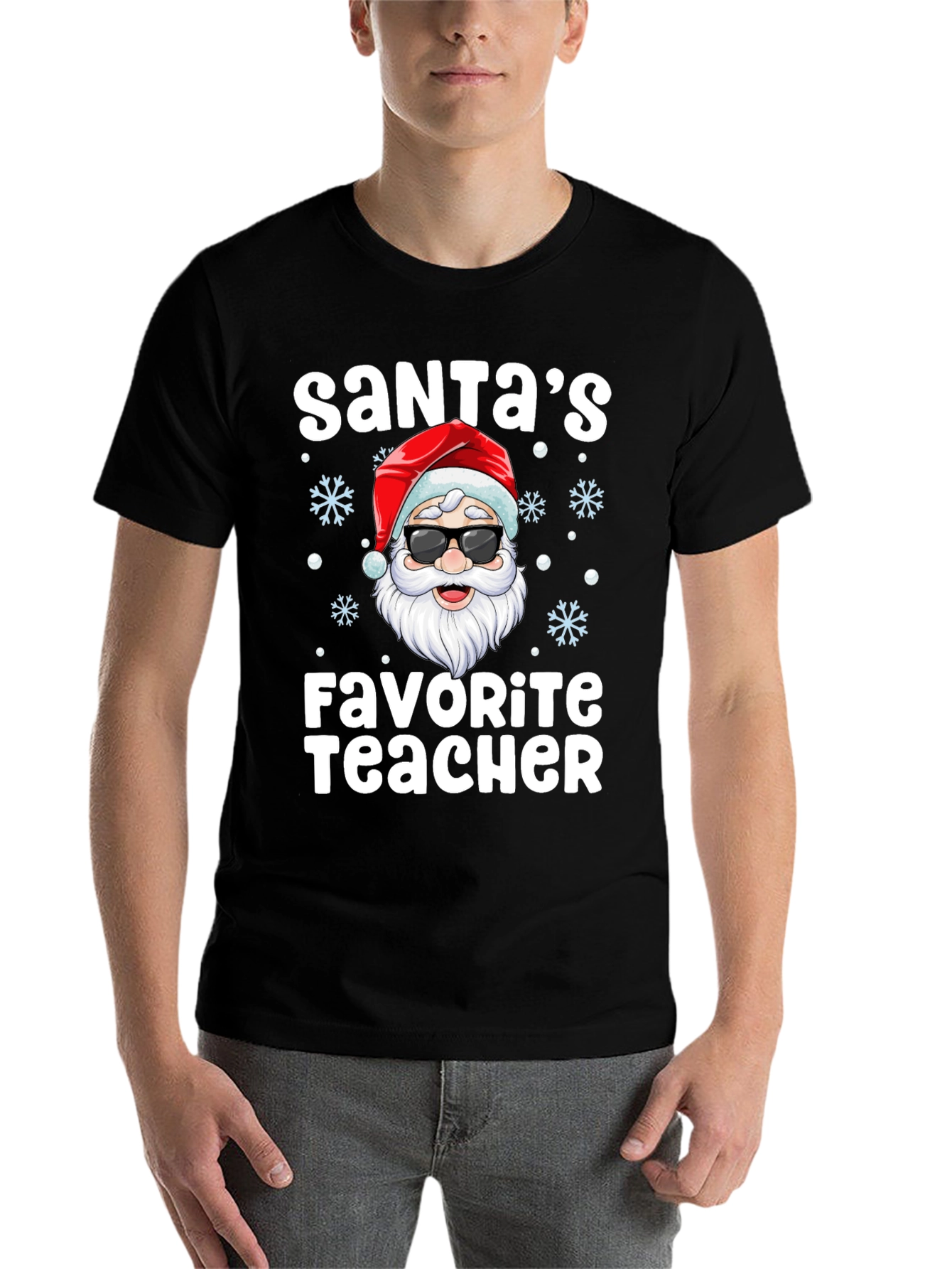 Black Santa's Favorite Teacher T-Shirt Christmas Holiday view 7