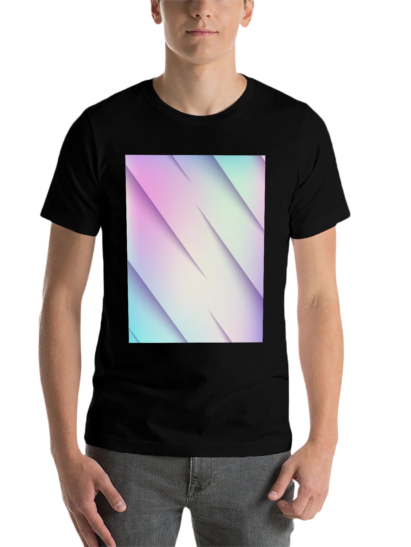 Black Modern Gradient T-Shirt - Stylish Geometric Design view 7