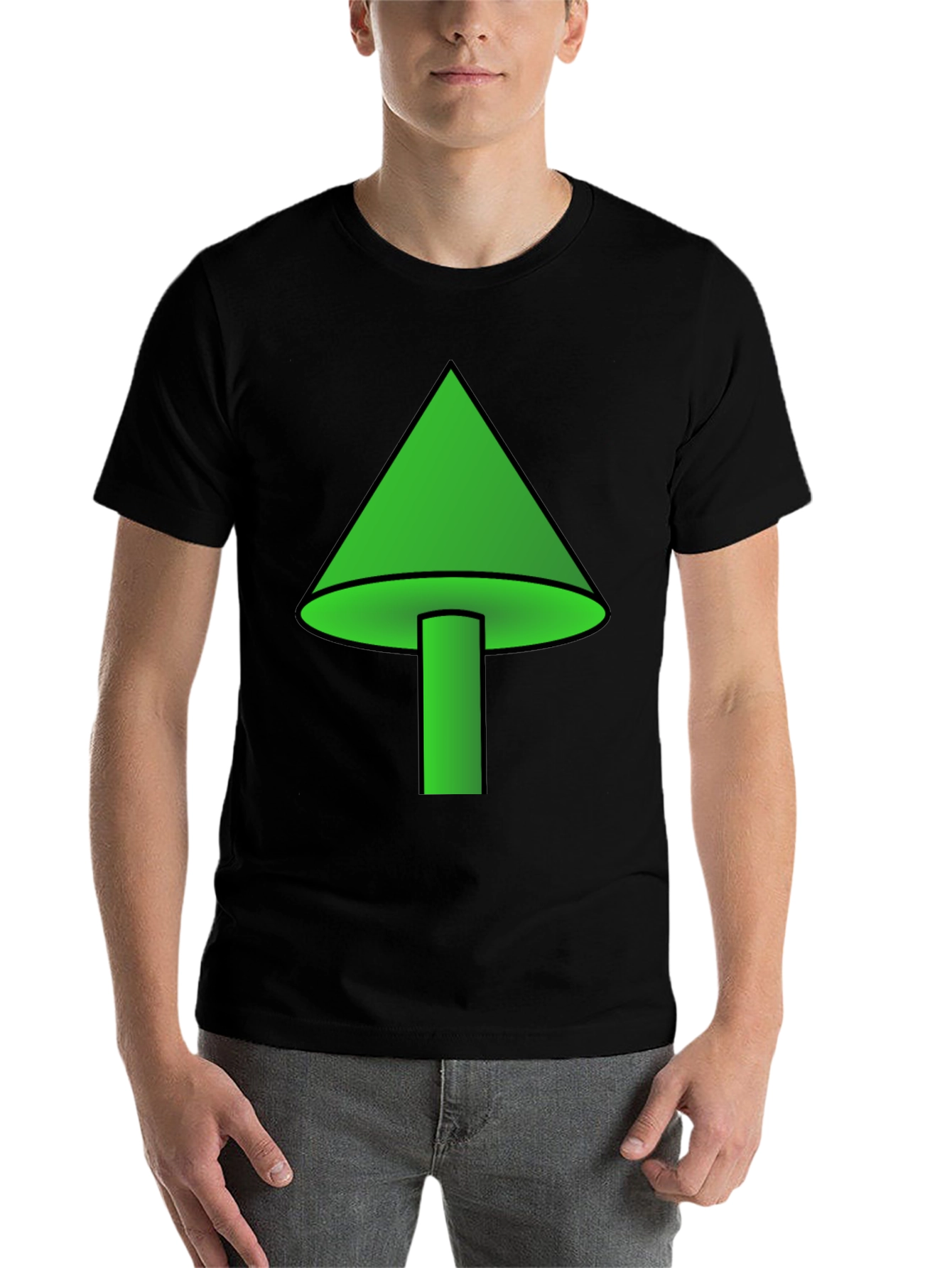 Black Green Mushroom Graphic T-Shirt - Casual Wear view 7