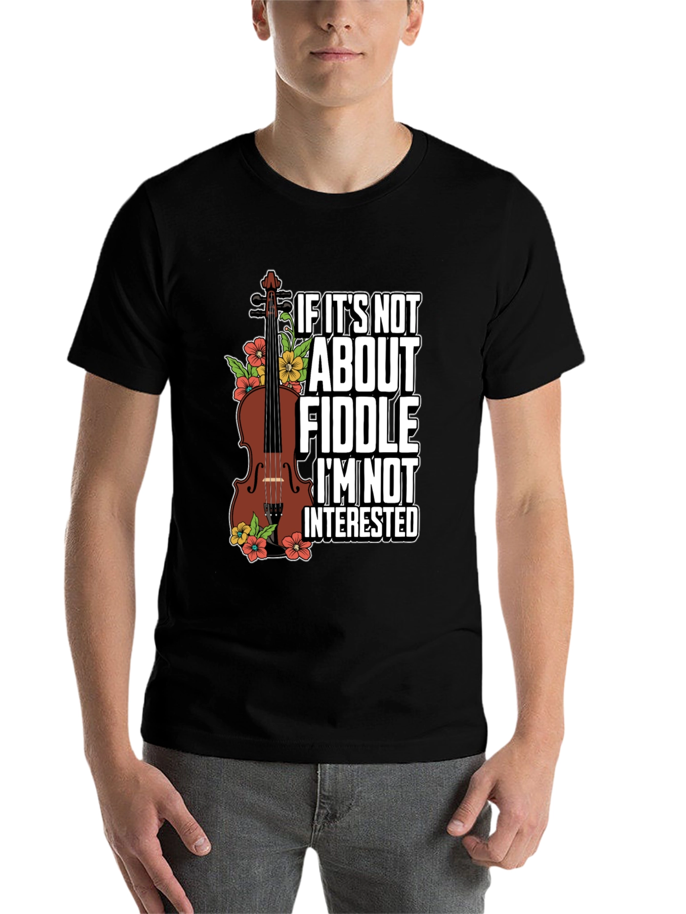 Black Fiddle Lover T-Shirt - If It's Not About Fiddle Tee view 7