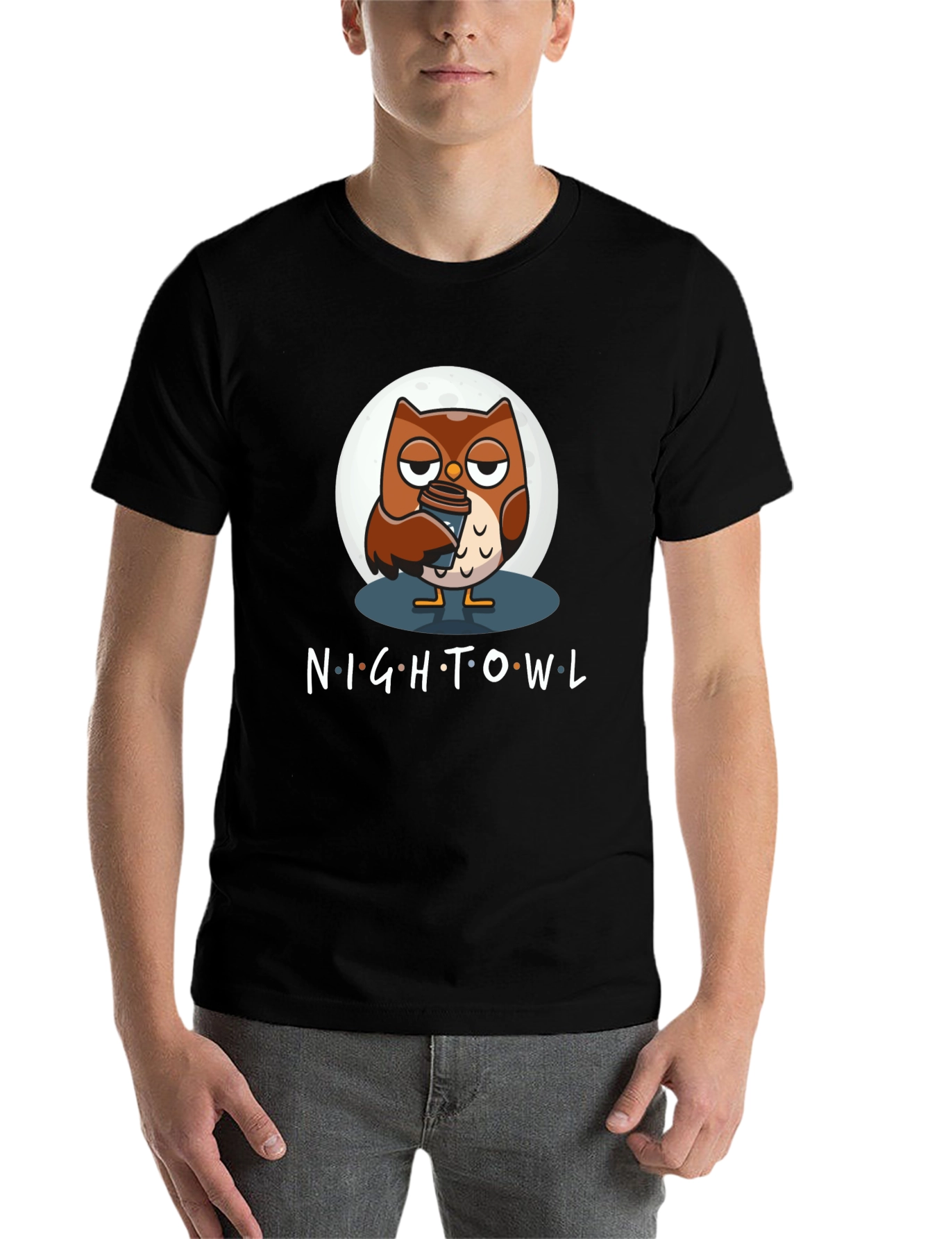 Black Night Owl Coffee T-Shirt - Black Cotton Blend view 7