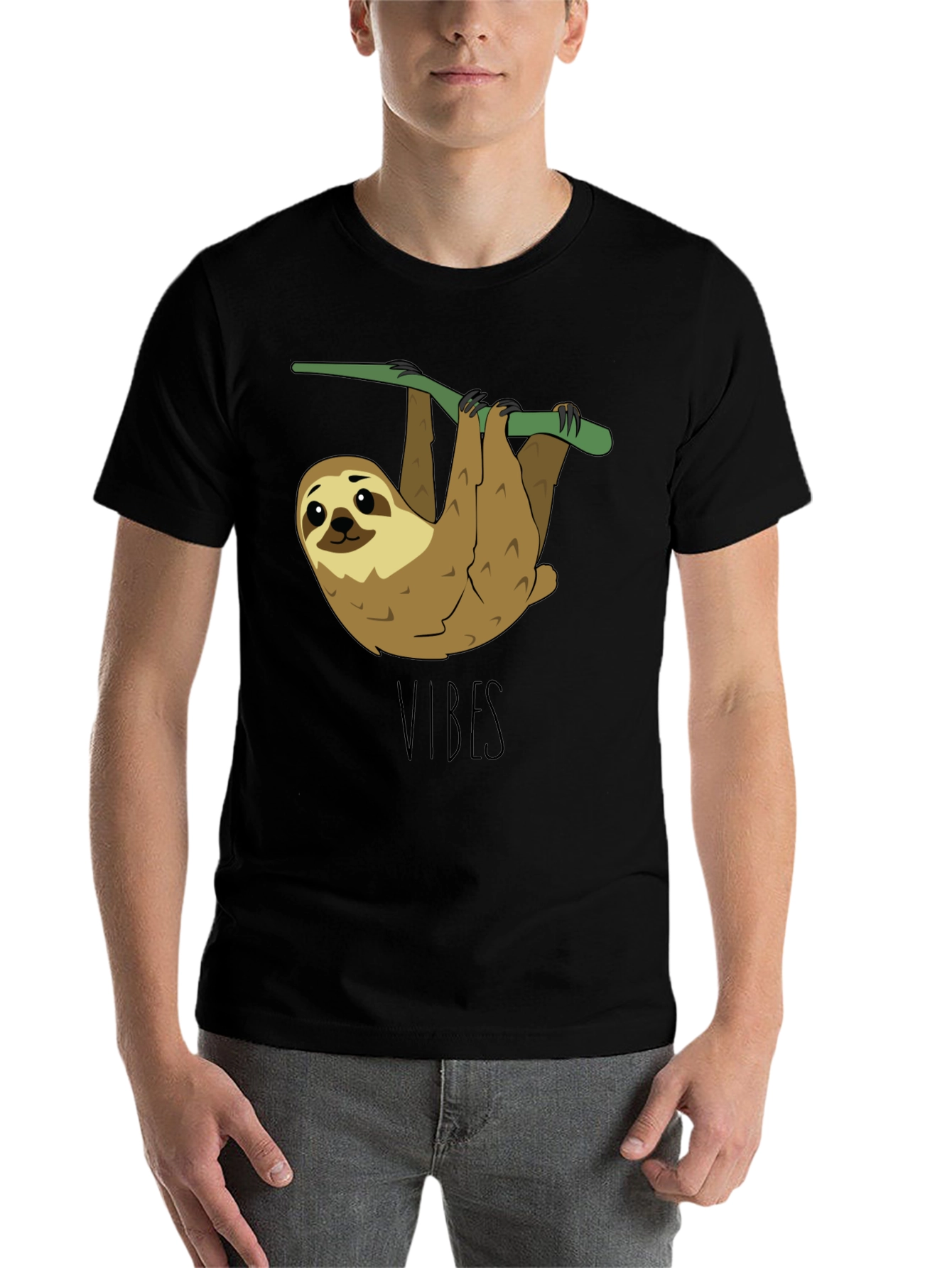 Black Sloth Vibes T-Shirt - Cute Animal Tee view 7