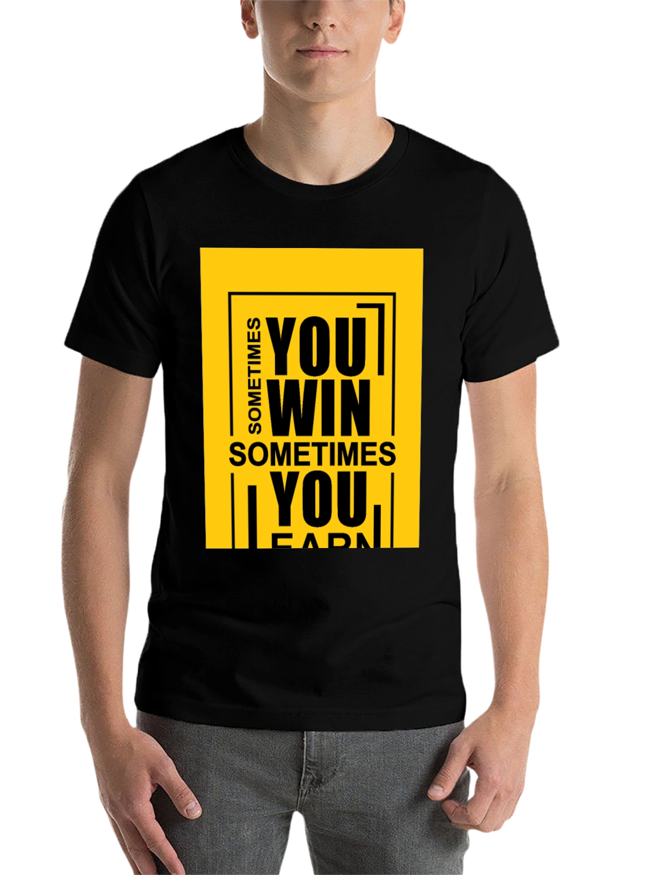 Black Motivational Graphic Tee: Sometimes You Win T-Shirt view 7