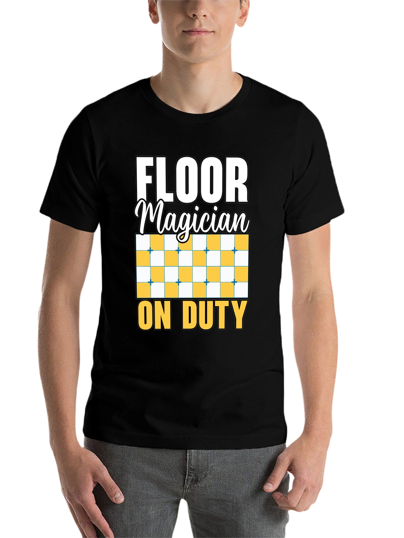 Black Floor Magician On Duty Funny T-Shirt view 7