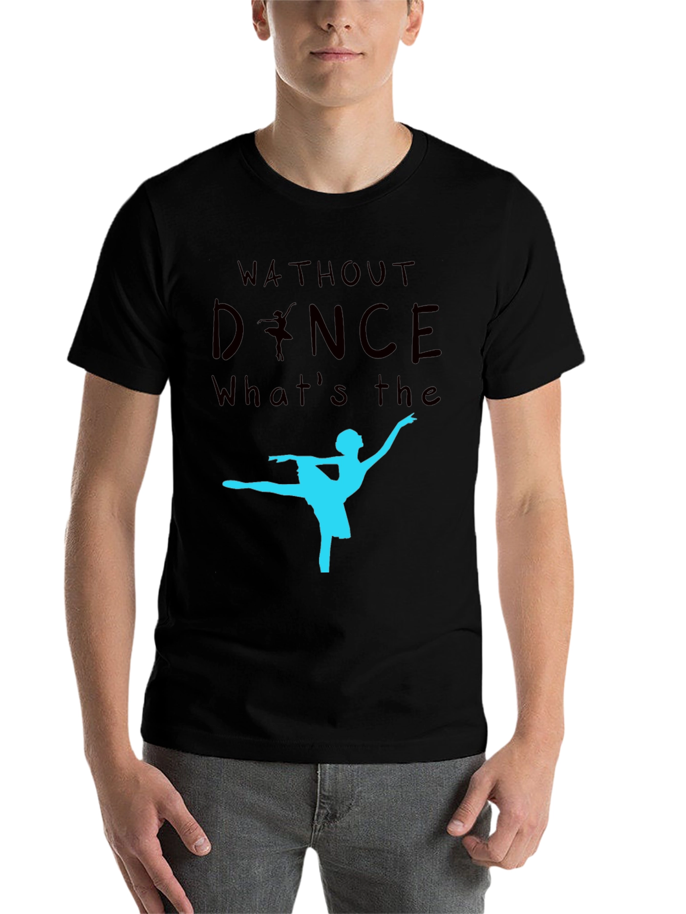 Black Dance Silhouette Black Graphic T-Shirt view 7