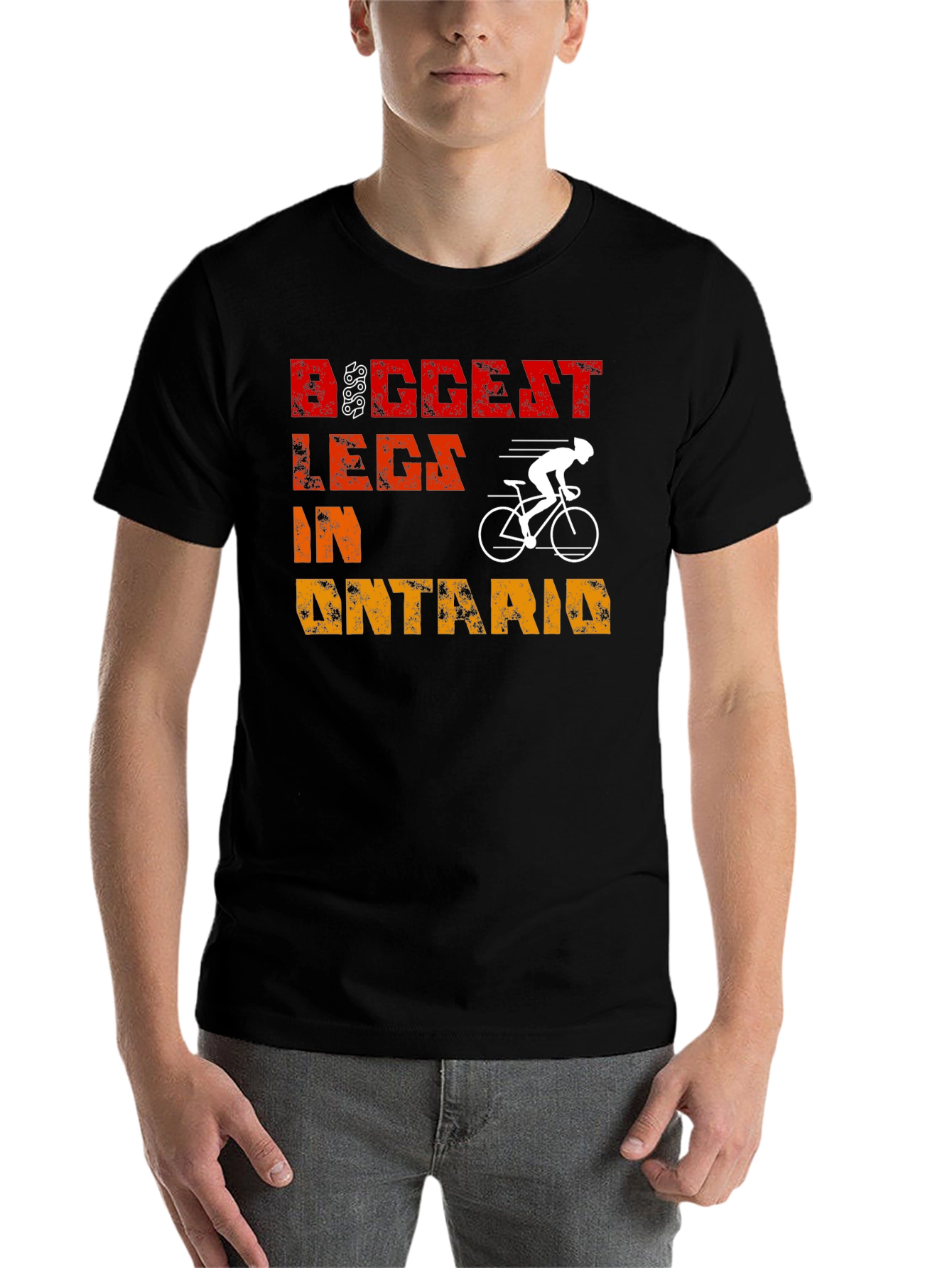 Black Biggest Legs in Ontario Cycling T-Shirt view 7