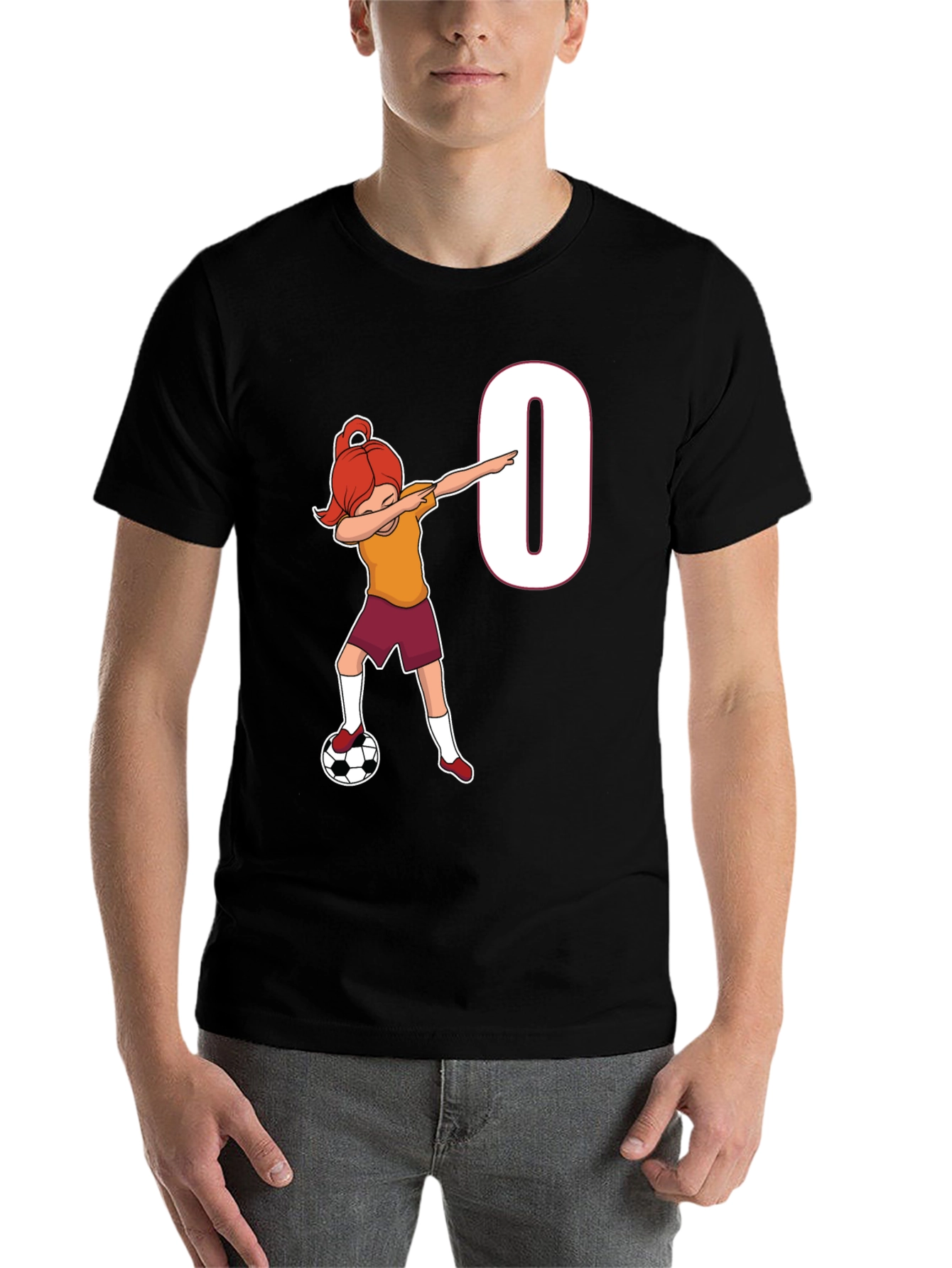 Black Dabbing Soccer Girl Black T-Shirt view 7