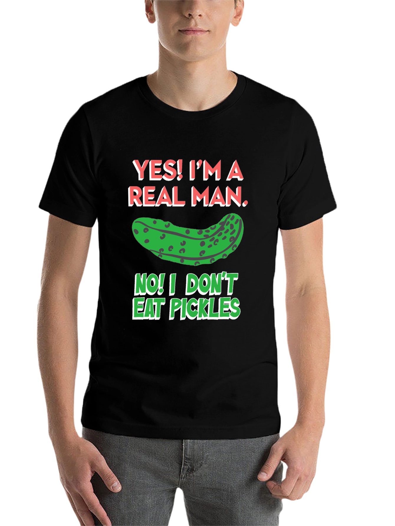 Black Funny Pickle T-Shirt - Real Man Humor Tee view 7