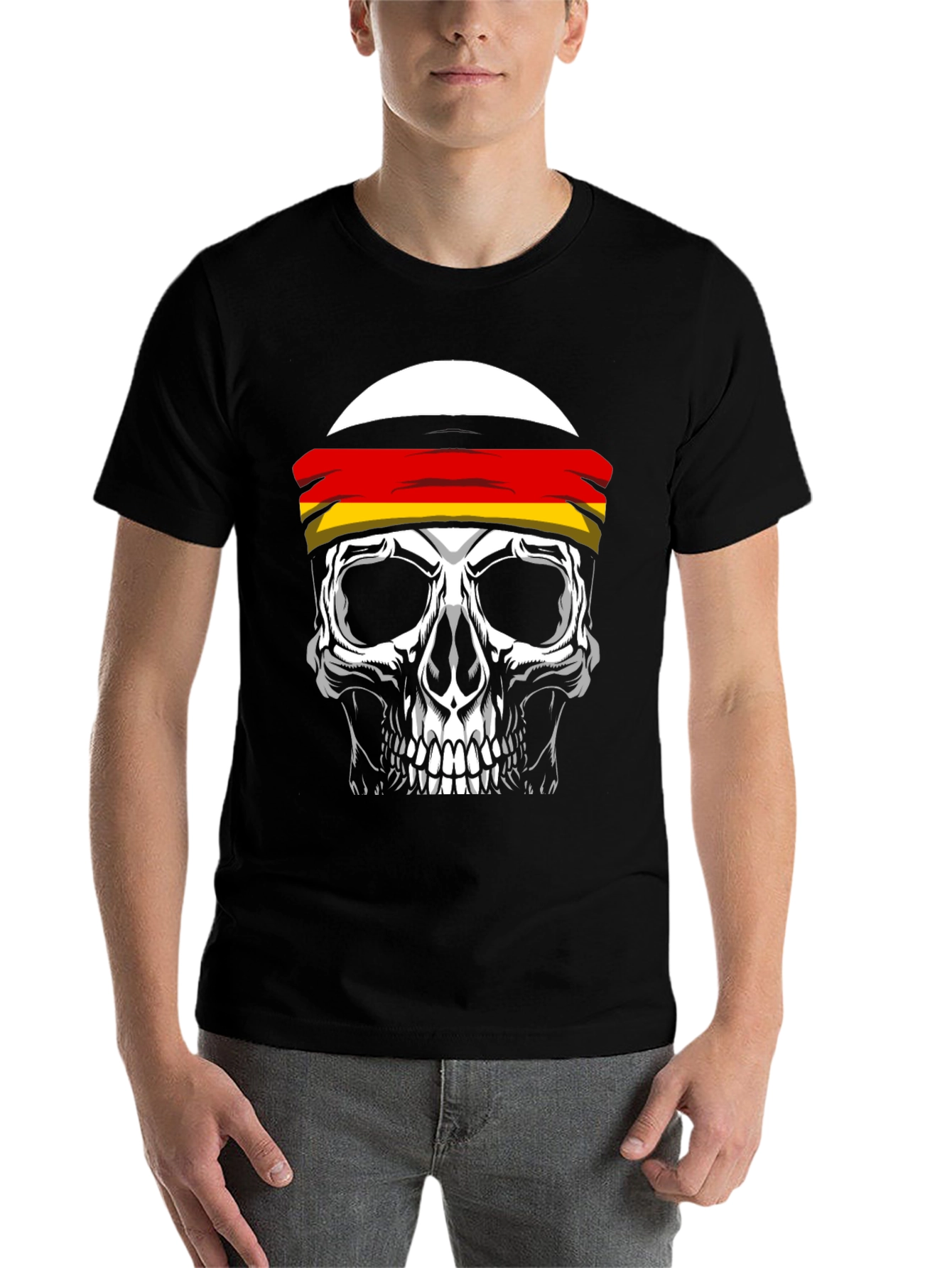Skull with German Flag Headband Graphic Tee - 7