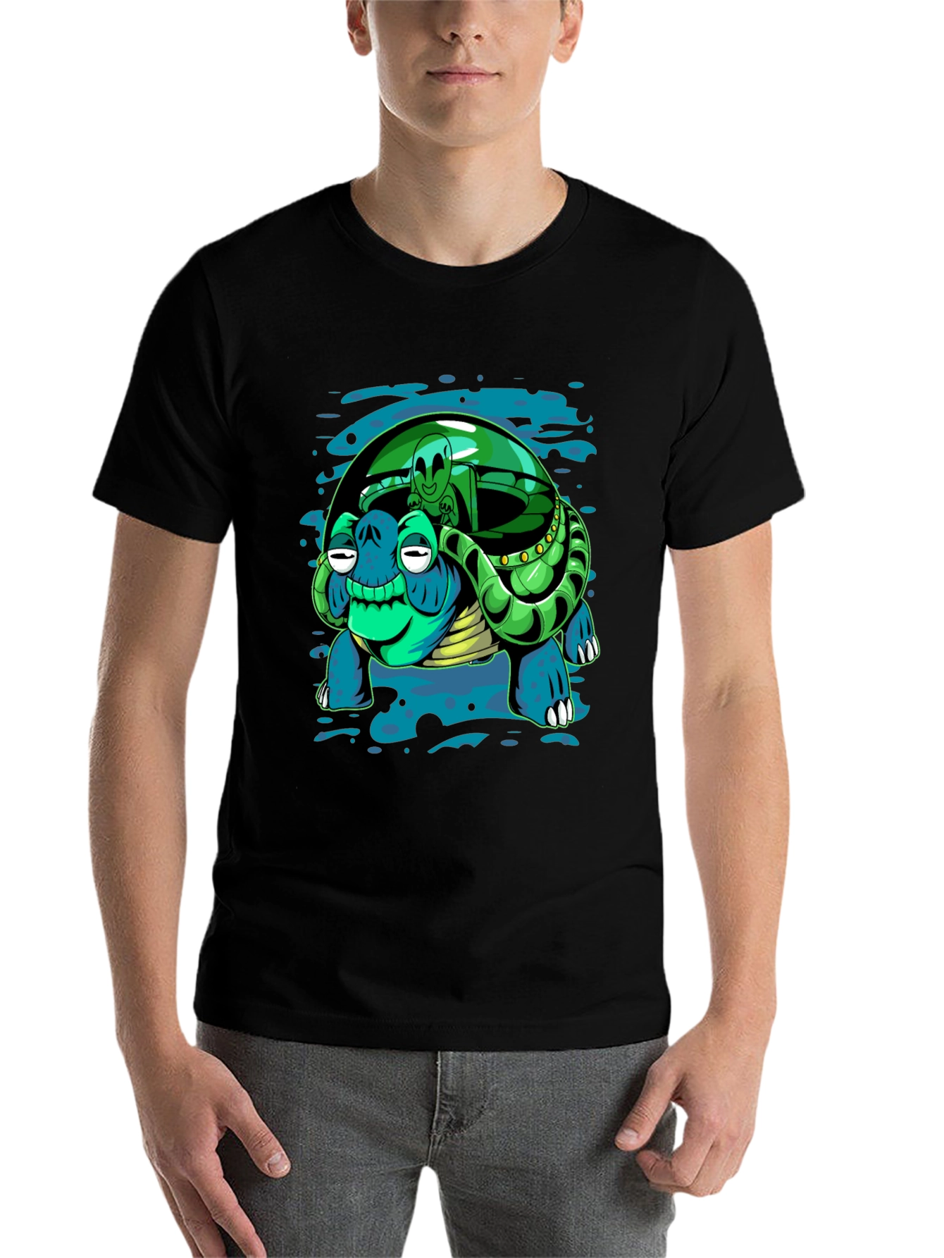 Black Alien Turtle Graphic T-Shirt view 7