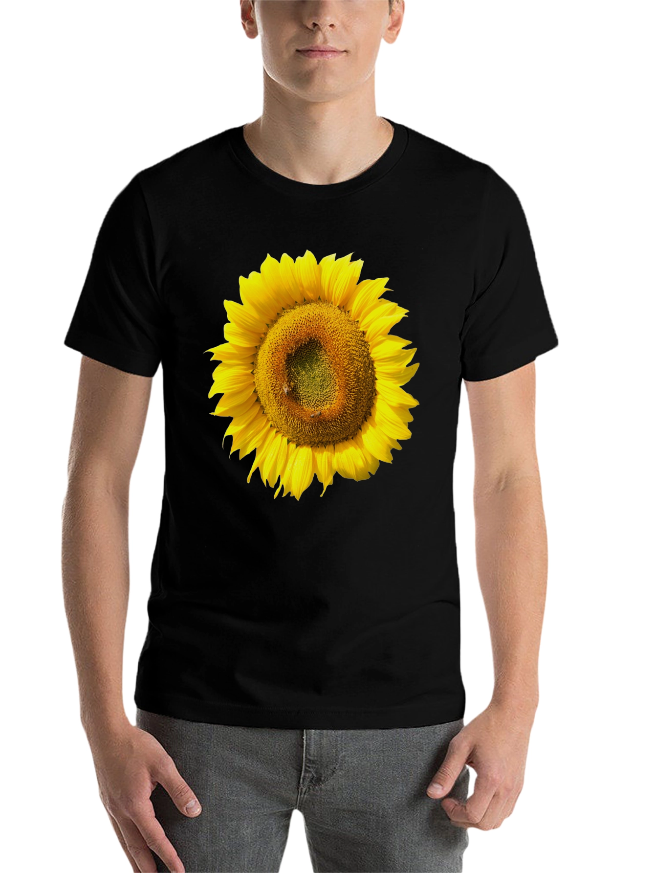 Black Sunflower Graphic Tee - Black Cotton T-Shirt view 7