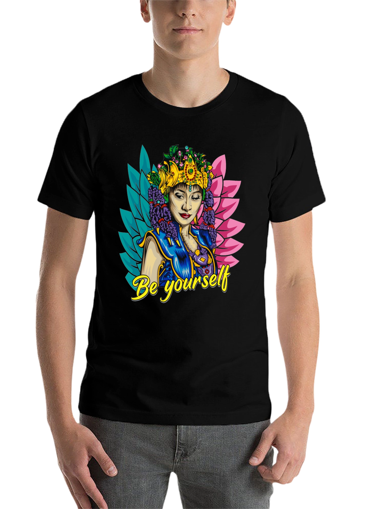 Black Be Yourself Graphic Tee - Unique Design view 7