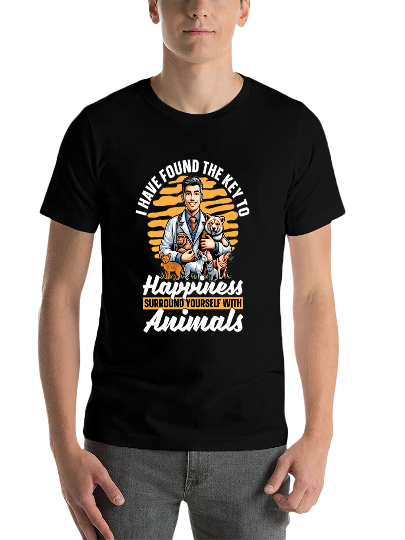 Black Vet & Animal Lover Graphic T-Shirt view 7