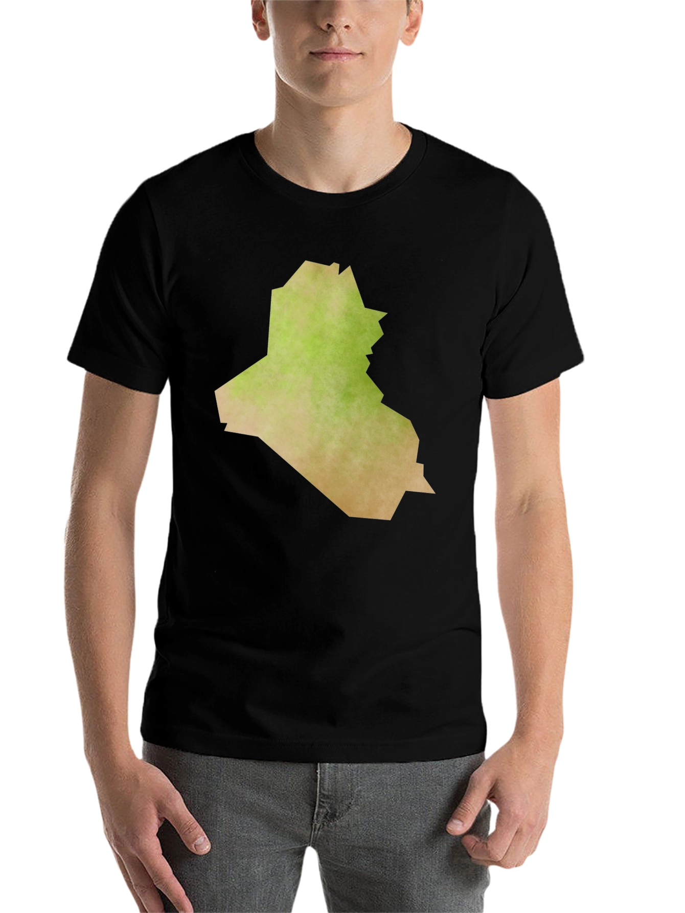 Black Iraq Map Graphic Tee - Black Casual T-Shirt view 7