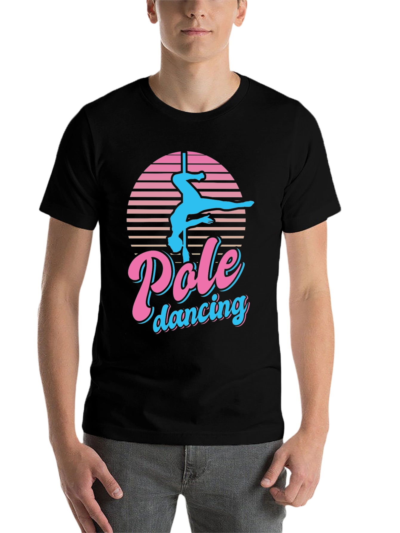 Black Retro Pole Dancing Graphic T-Shirt view 7