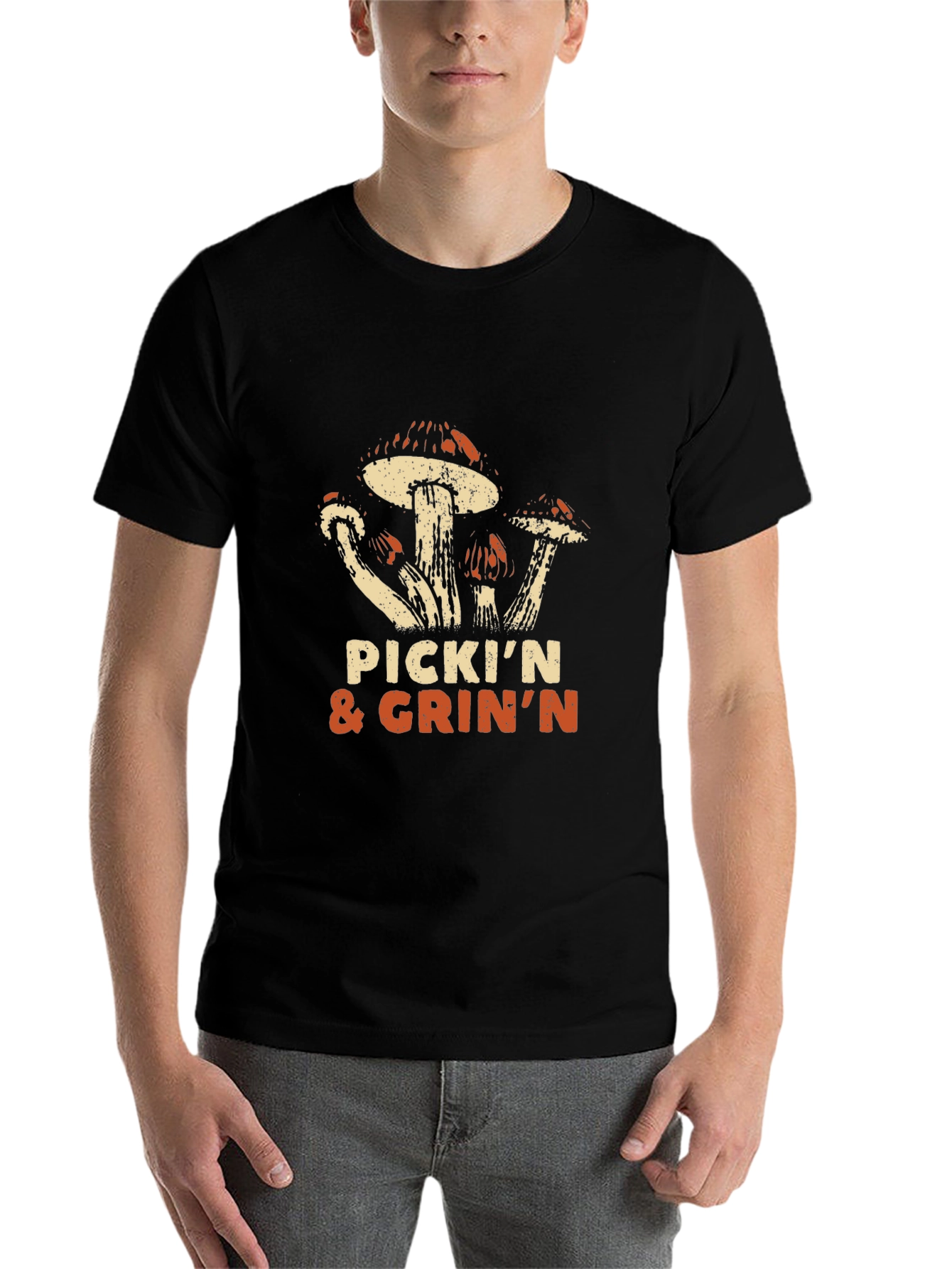 Black Pickin' & Grinnin' Mushroom T-Shirt view 7