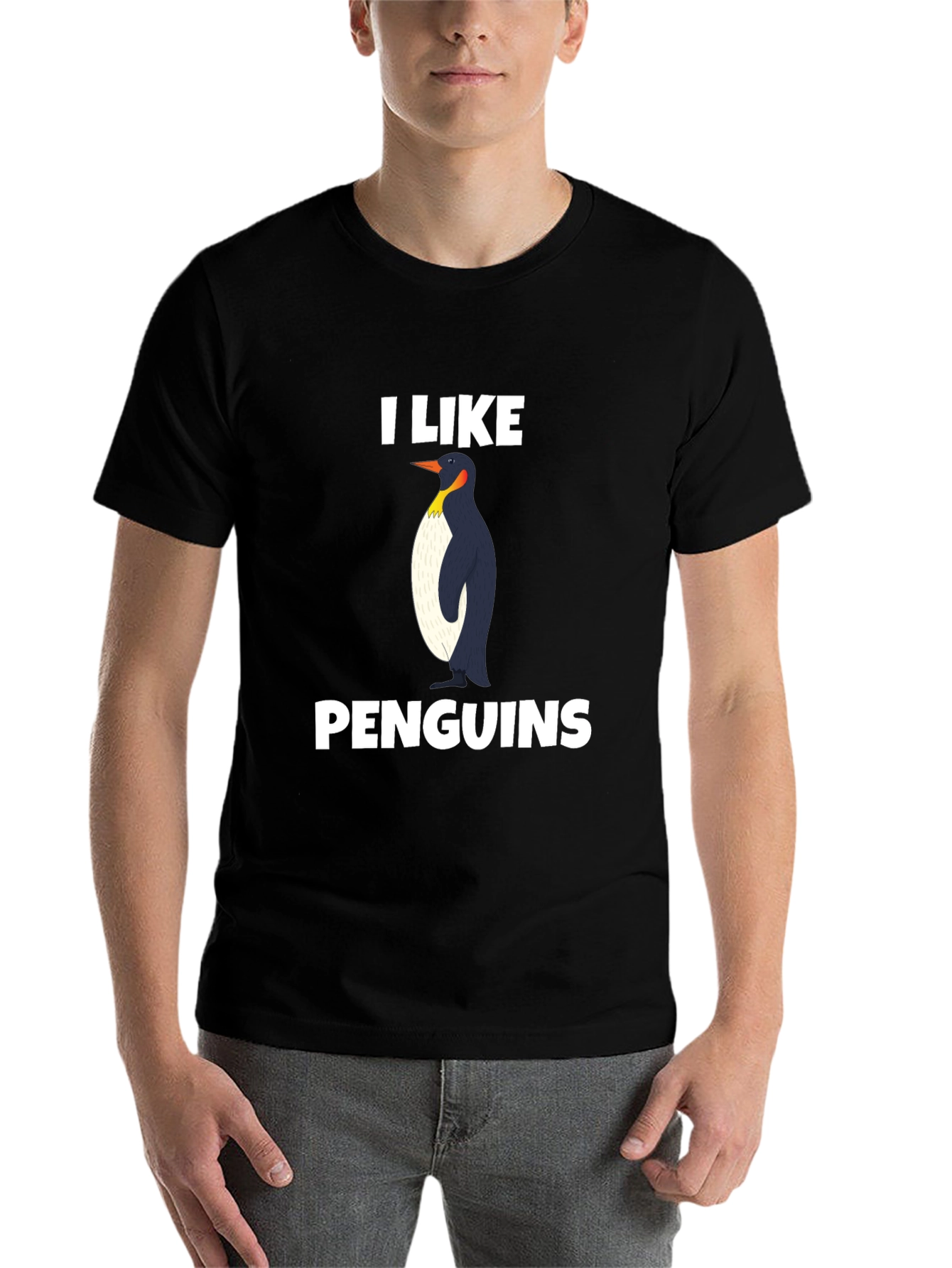 Black I Like Penguins T-Shirt - Black Graphic Tee view 7