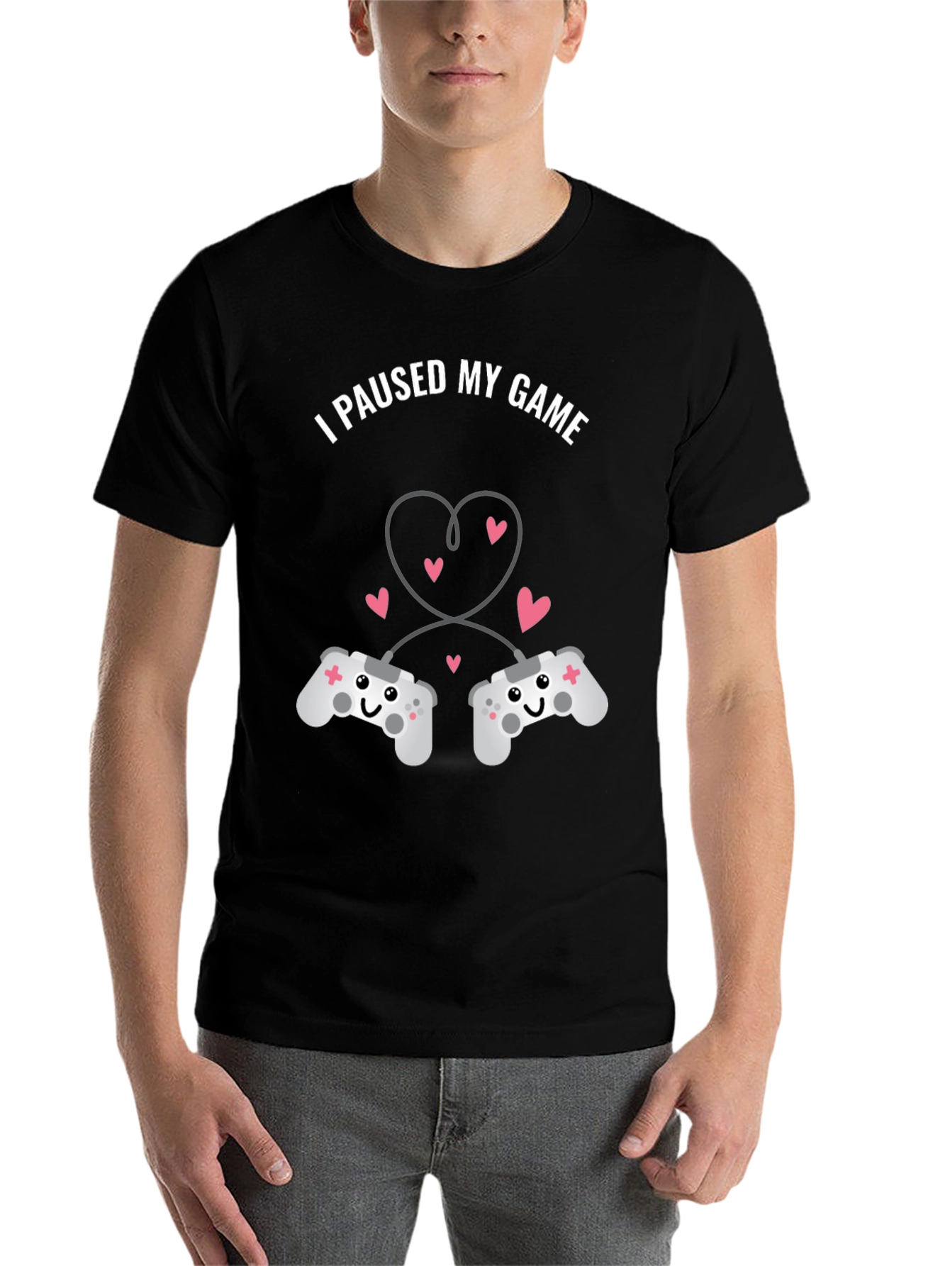 Black I Paused My Game T-Shirt - Gamer Love view 7
