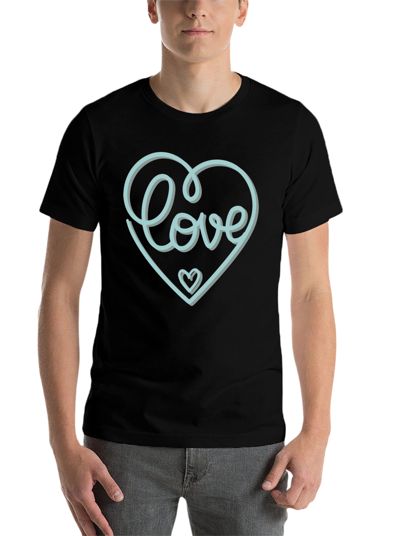 Black Love Heart Graphic Tee - Stylish Black T-Shirt view 7