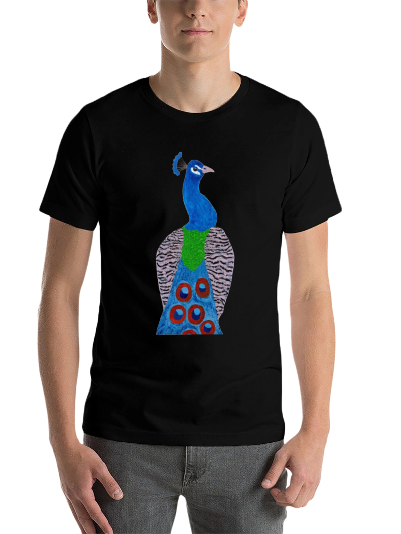 Black Peacock Graphic Tee - Black Cotton Blend view 7