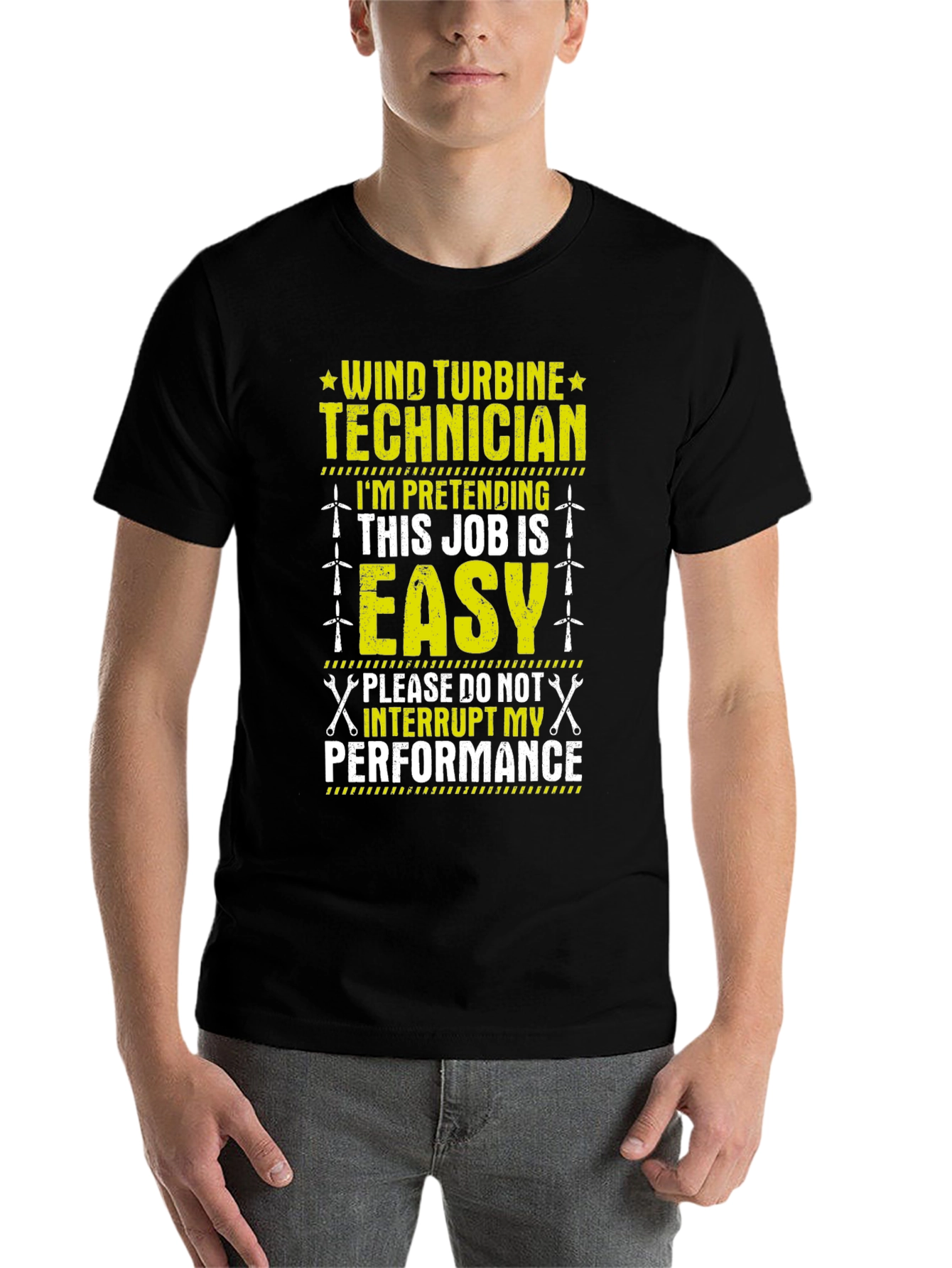 Black Wind Turbine Technician T-Shirt: Funny Job Gift view 7
