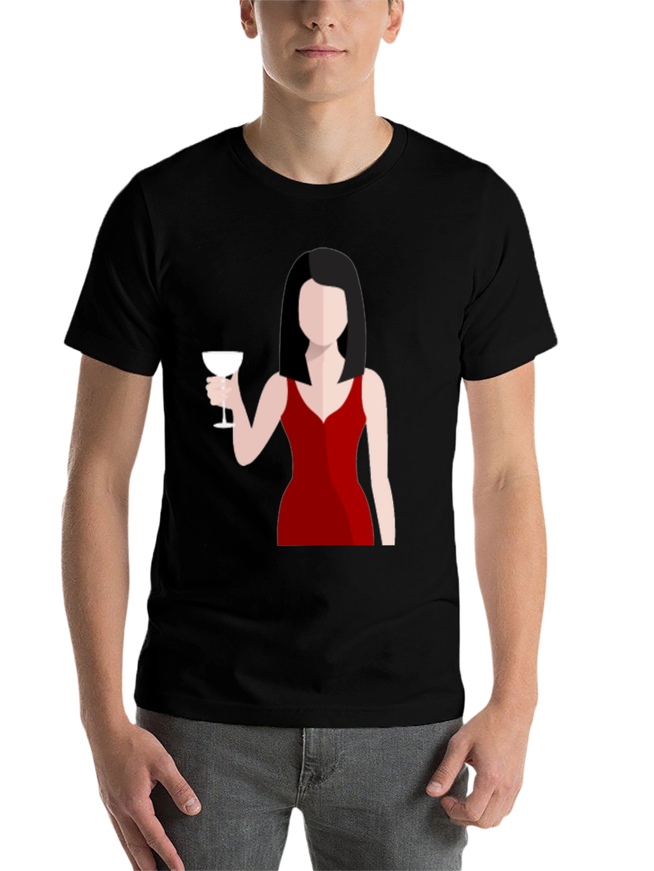 Black Lady in Red T-Shirt - Minimalist Design view 7
