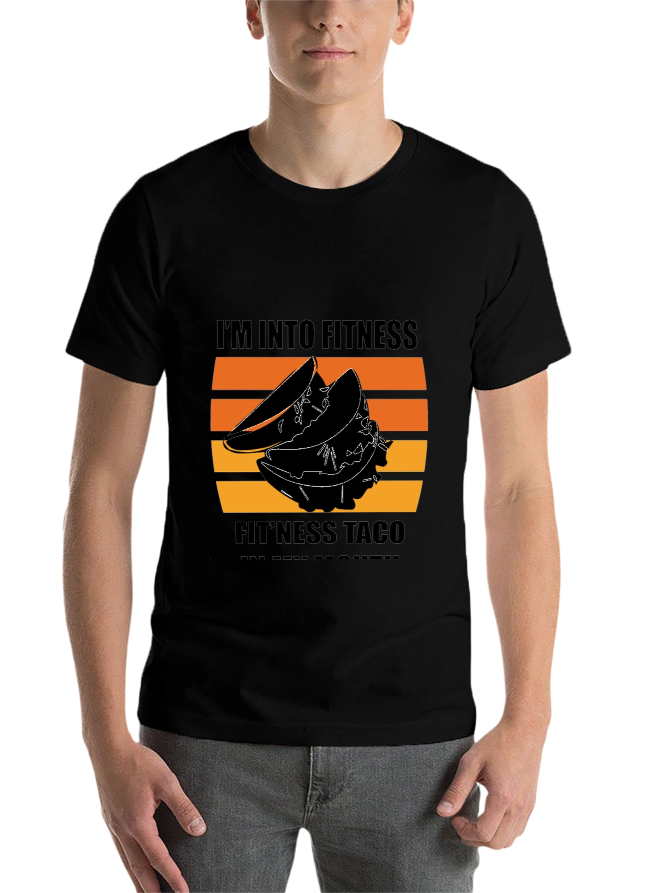 Black Fitness Taco Black Graphic Tee view 7