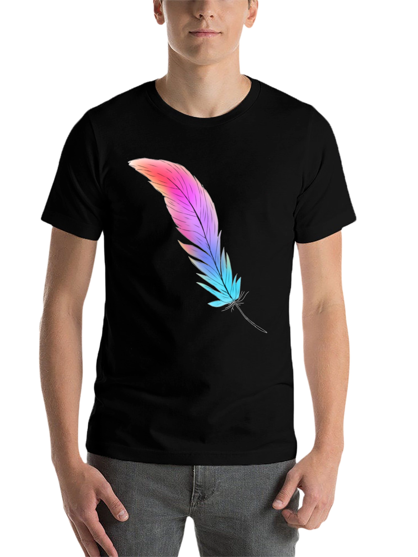 Black Feather Graphic Tee - Soft Cotton Blend view 7