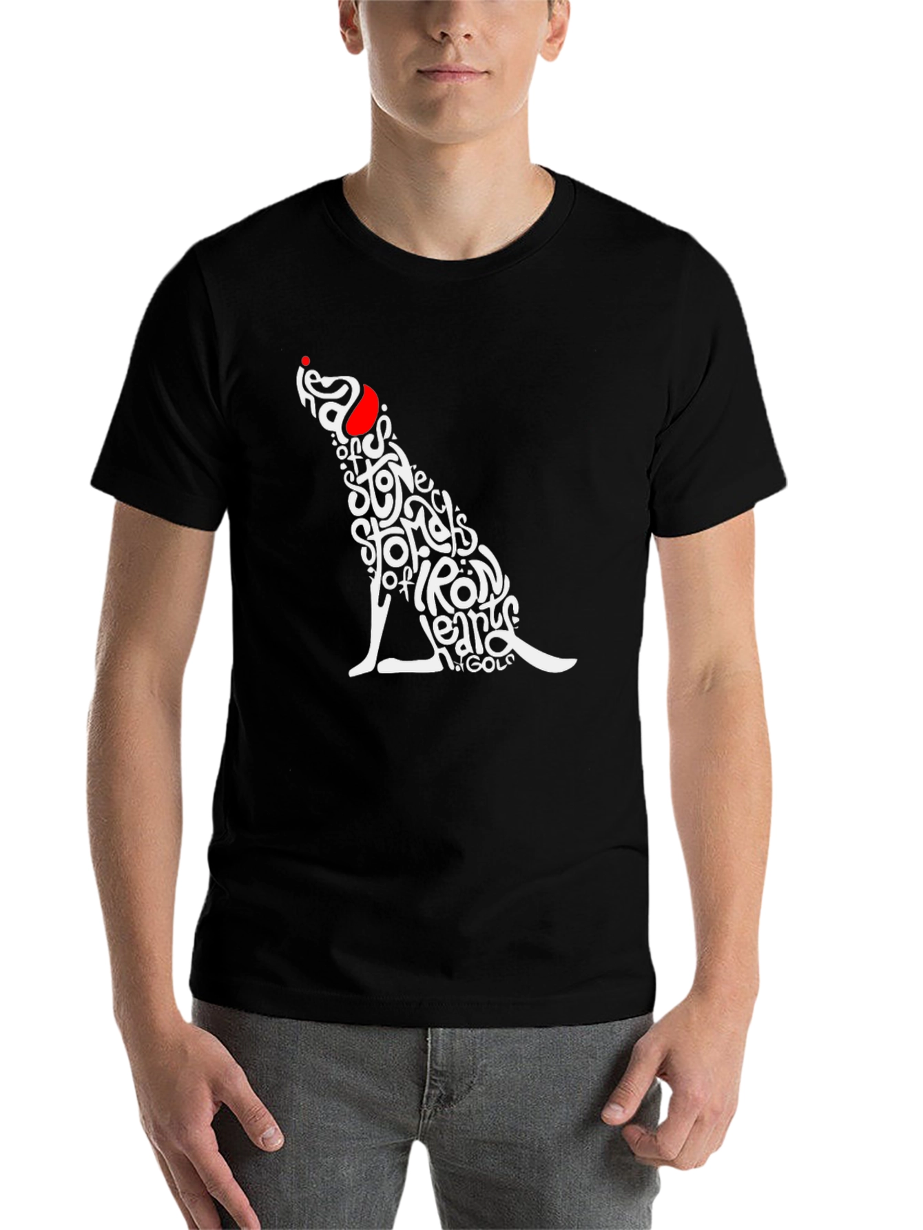 Black Stylish Graphic Tee - Dog Word Art Design view 7