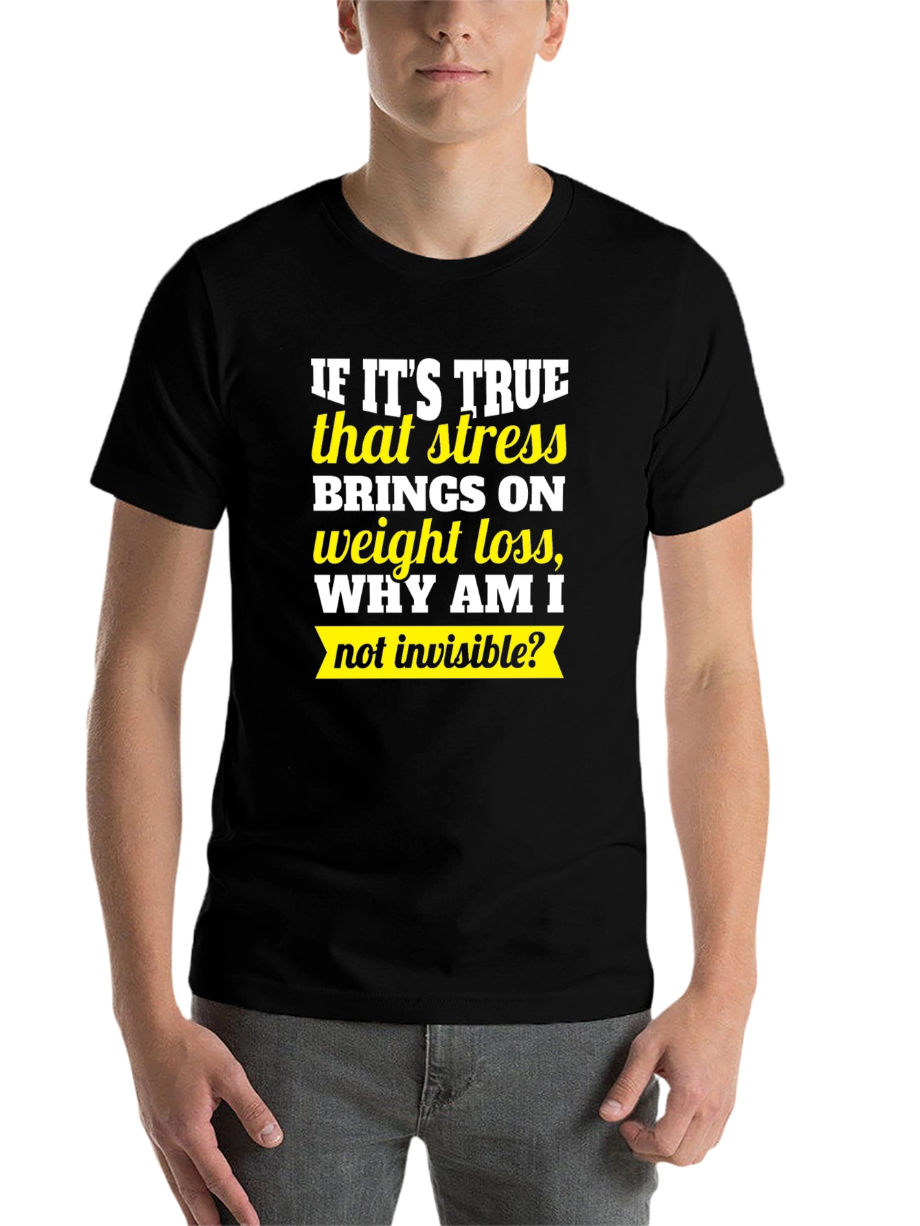 Black Stress Weight Loss Graphic Tee view 7