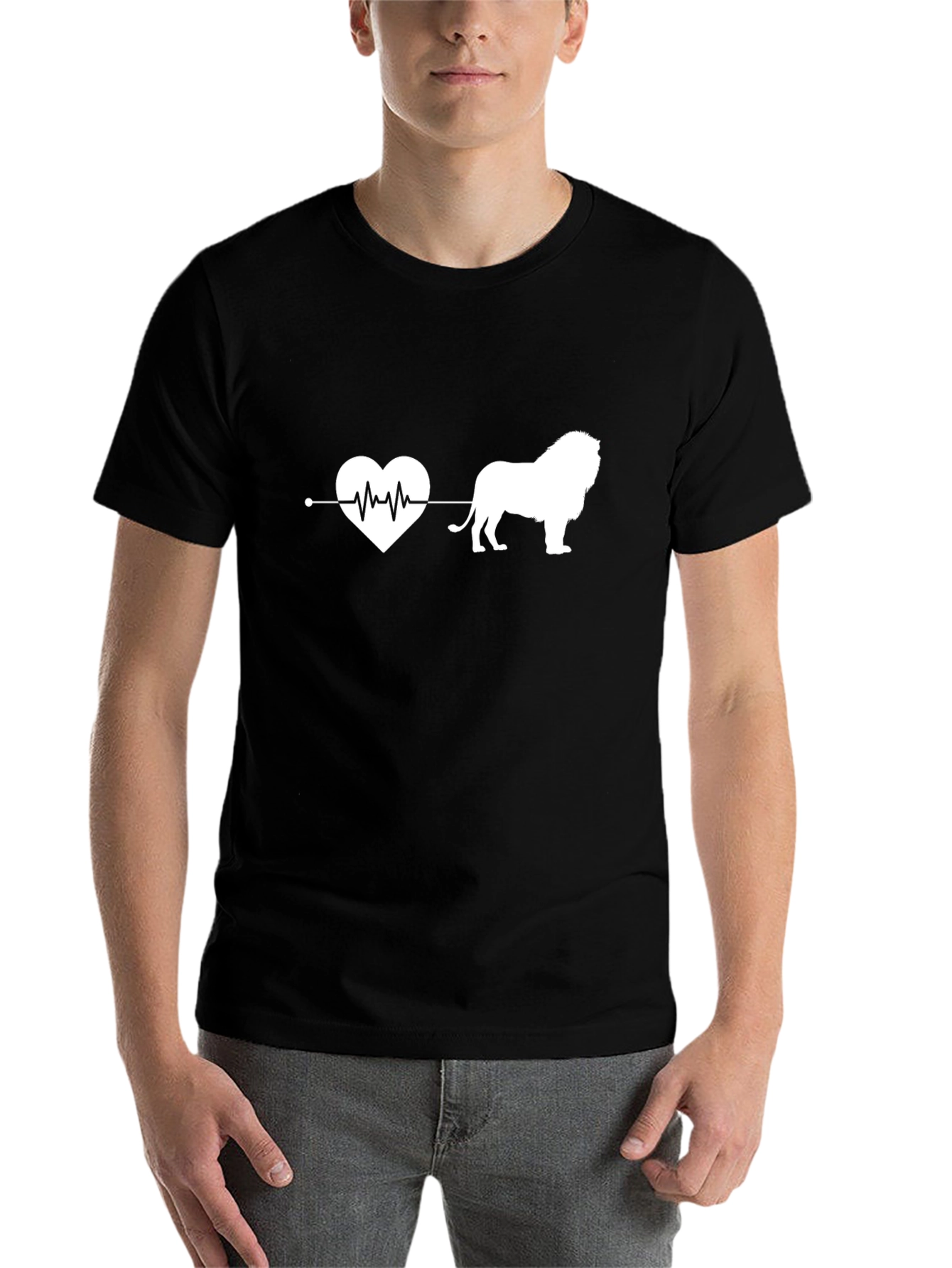 Black Lion Heartbeat T-Shirt - Animal Lover Tee view 7