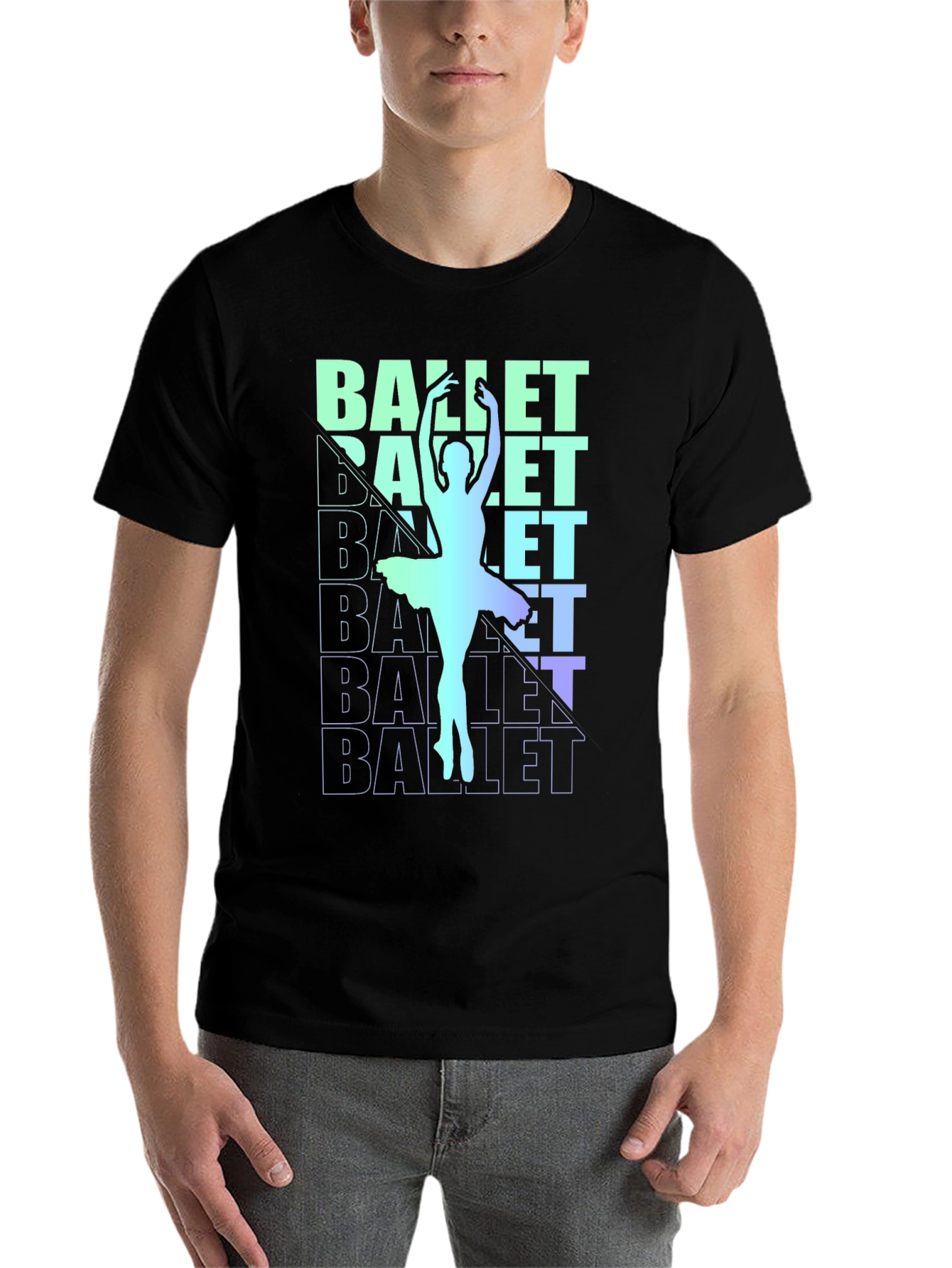 Black Ballet Dancer Graphic Tee - Stylish Men's Black T-Shirt view 7