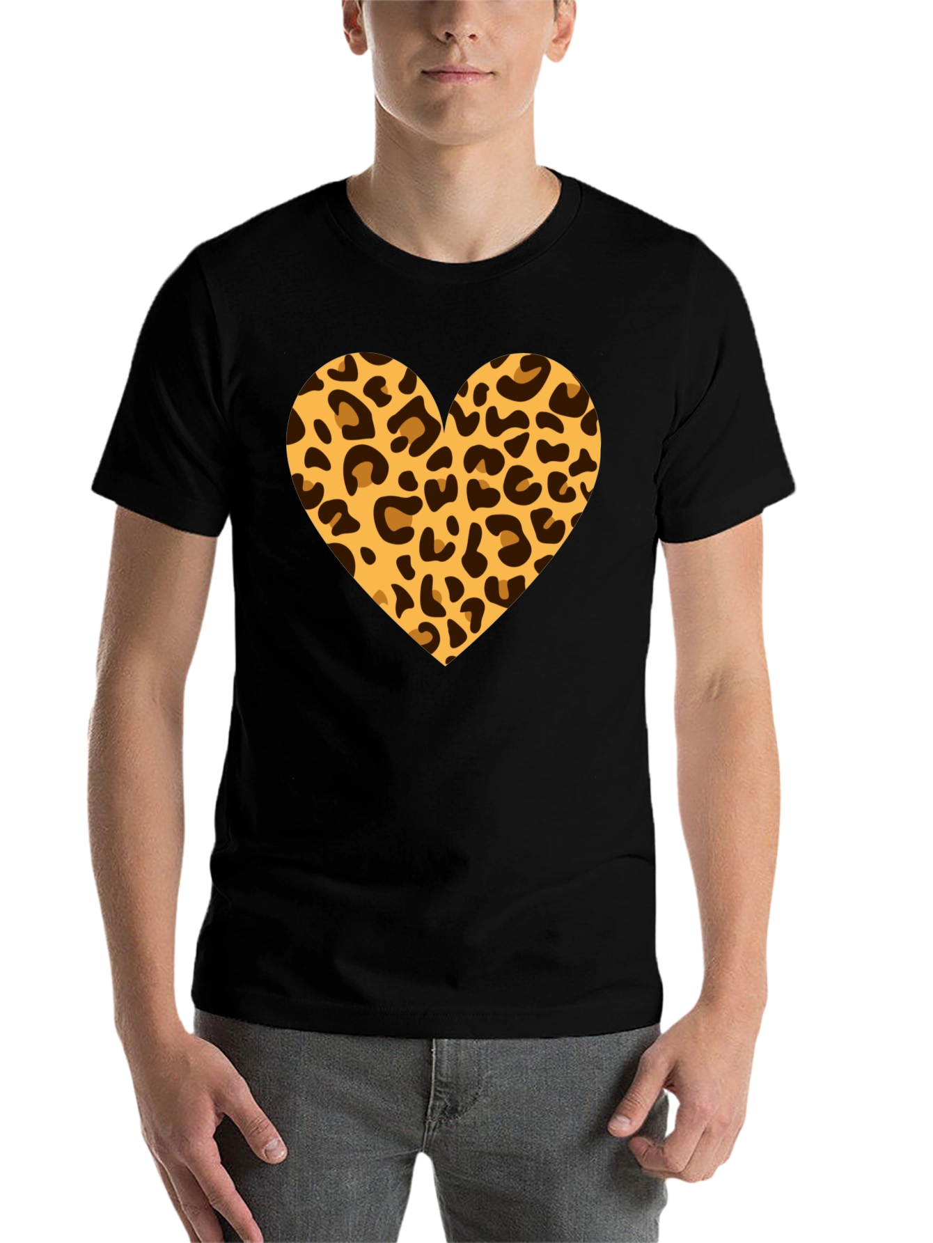 Black Leopard Heart Black T-Shirt view 7