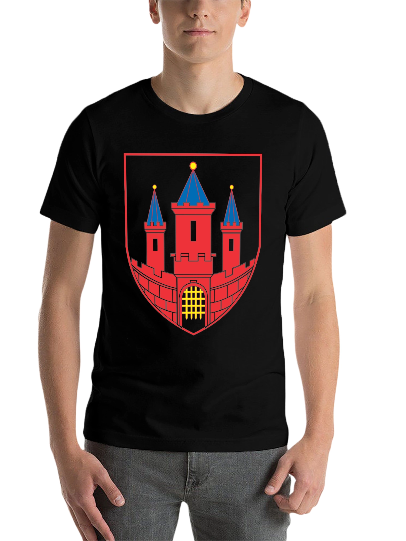 Black Black T-Shirt with City Coat of Arms Graphic view 7