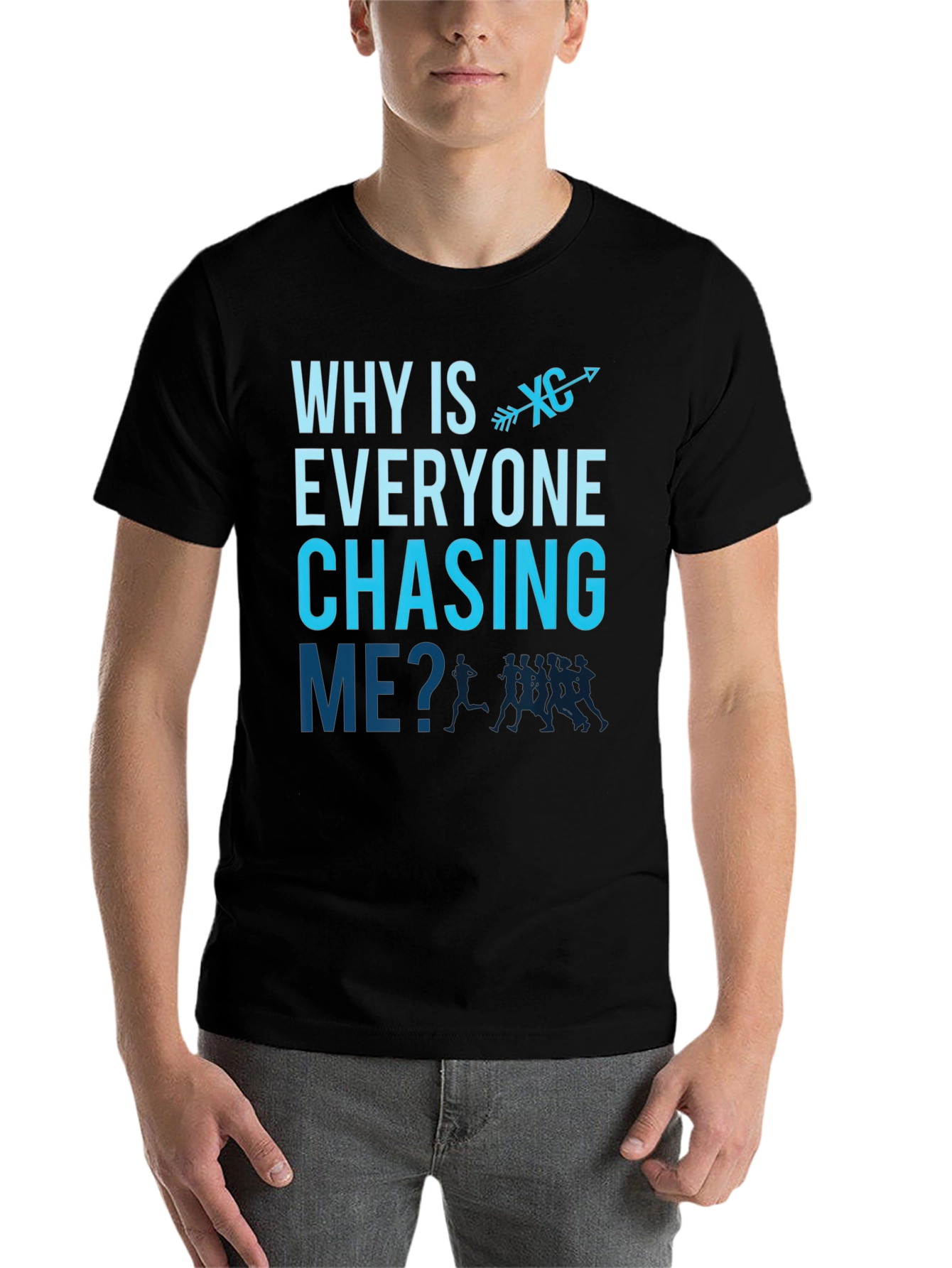 Black Cross Country Runner T-Shirt - Why Is Everyone Chasing Me? view 7