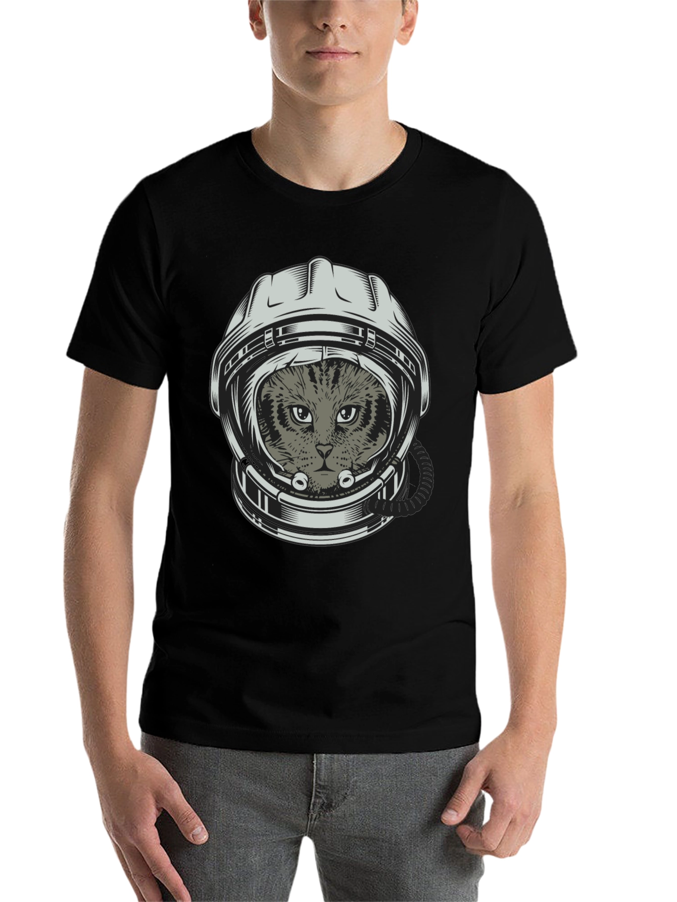 Black Cat Astronaut T-Shirt - Space Kitten Tee view 7