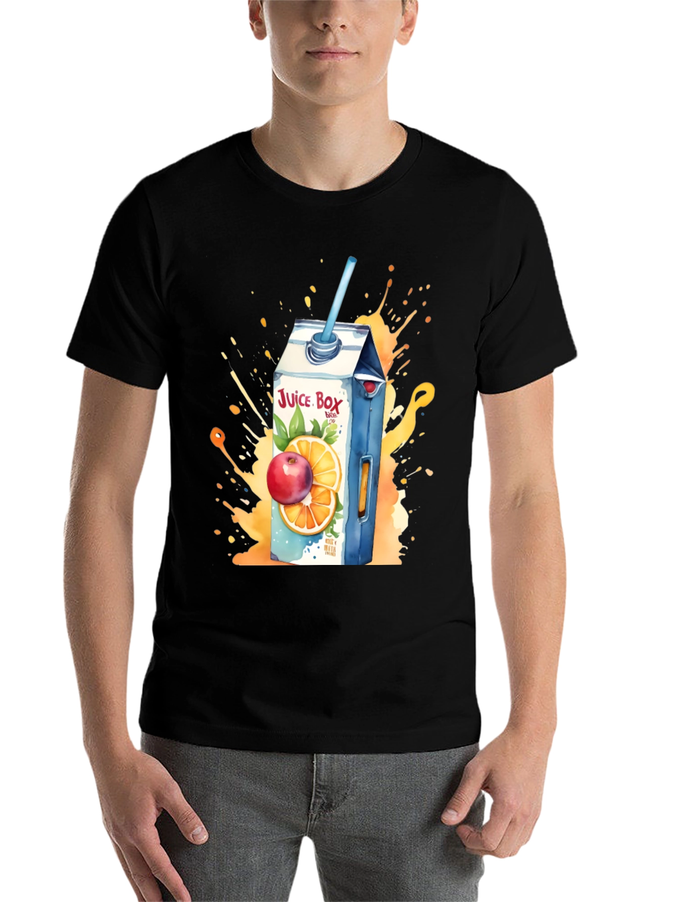 Black Juice Box T-Shirt: Fruit Splash Design view 7