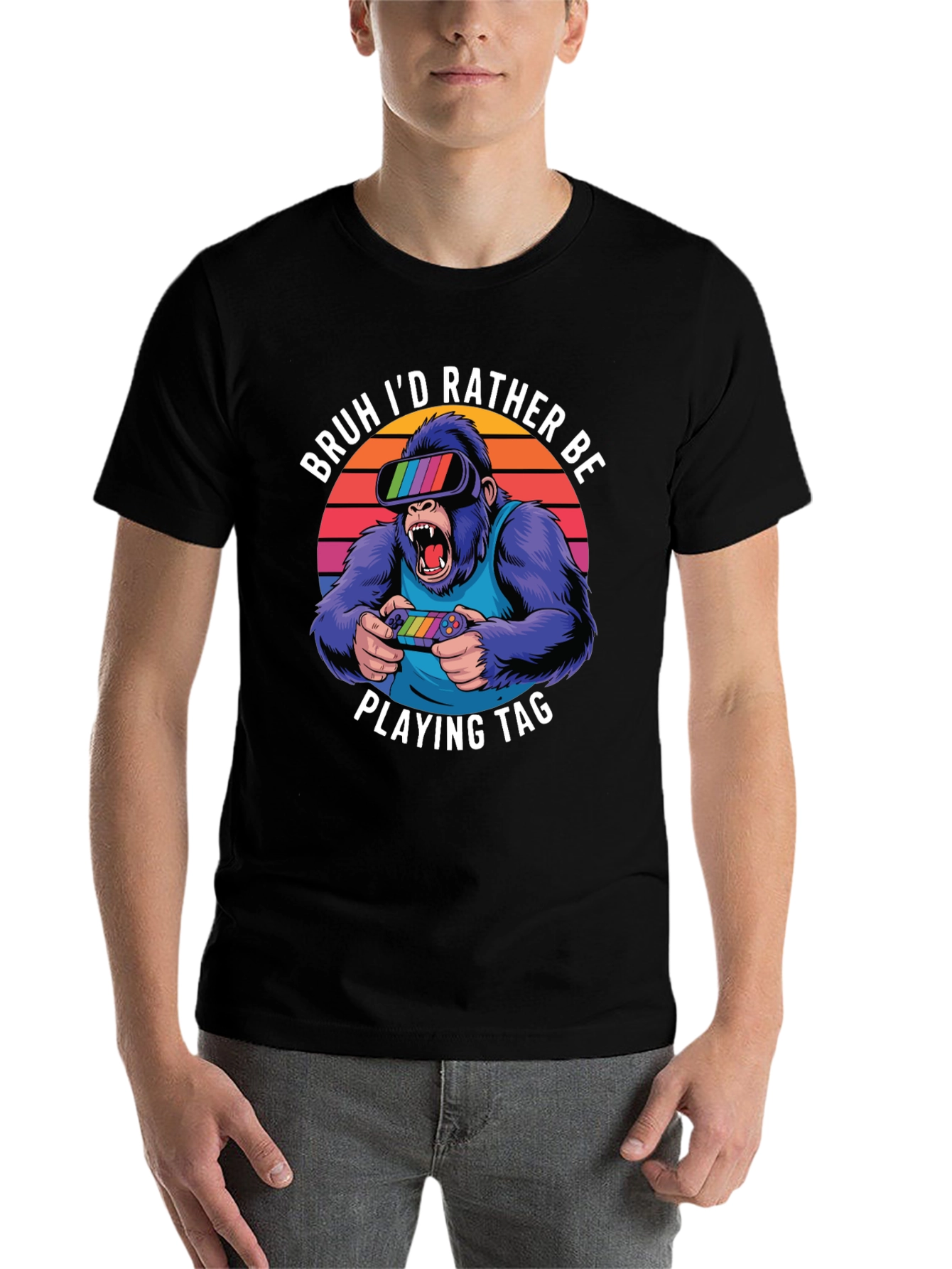 Black Gamer Gorilla T-Shirt view 7