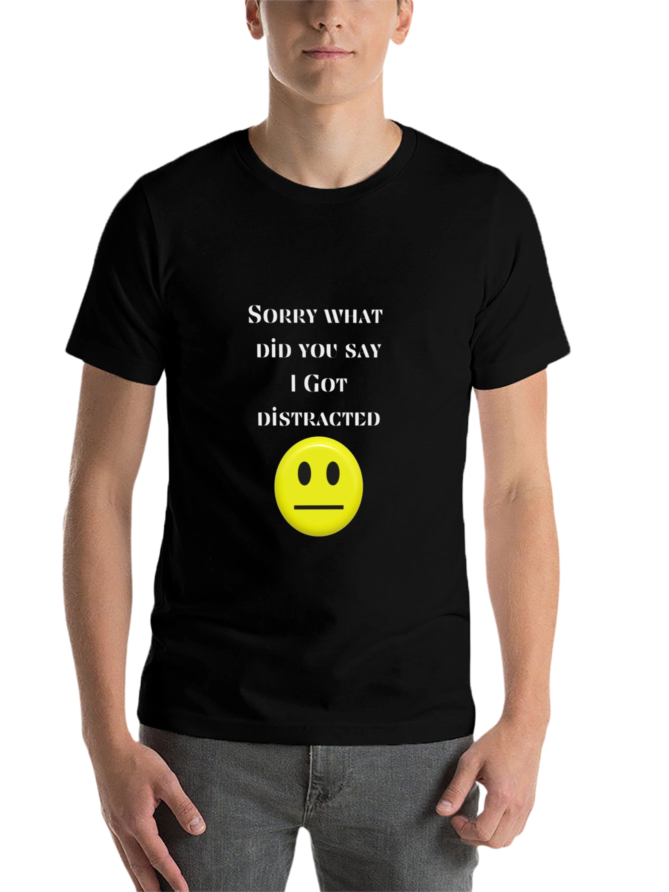 Black Funny Distracted Graphic Tee view 7