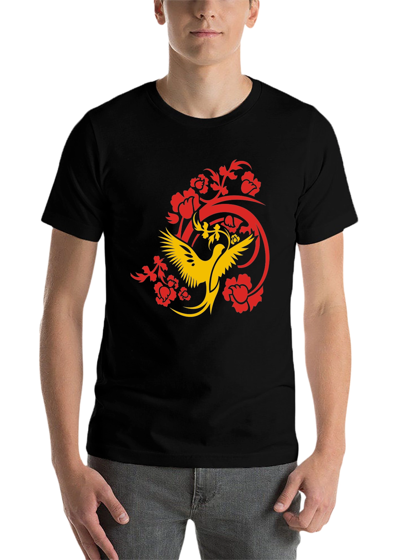 Black Phoenix Graphic Print Black T-Shirt view 7