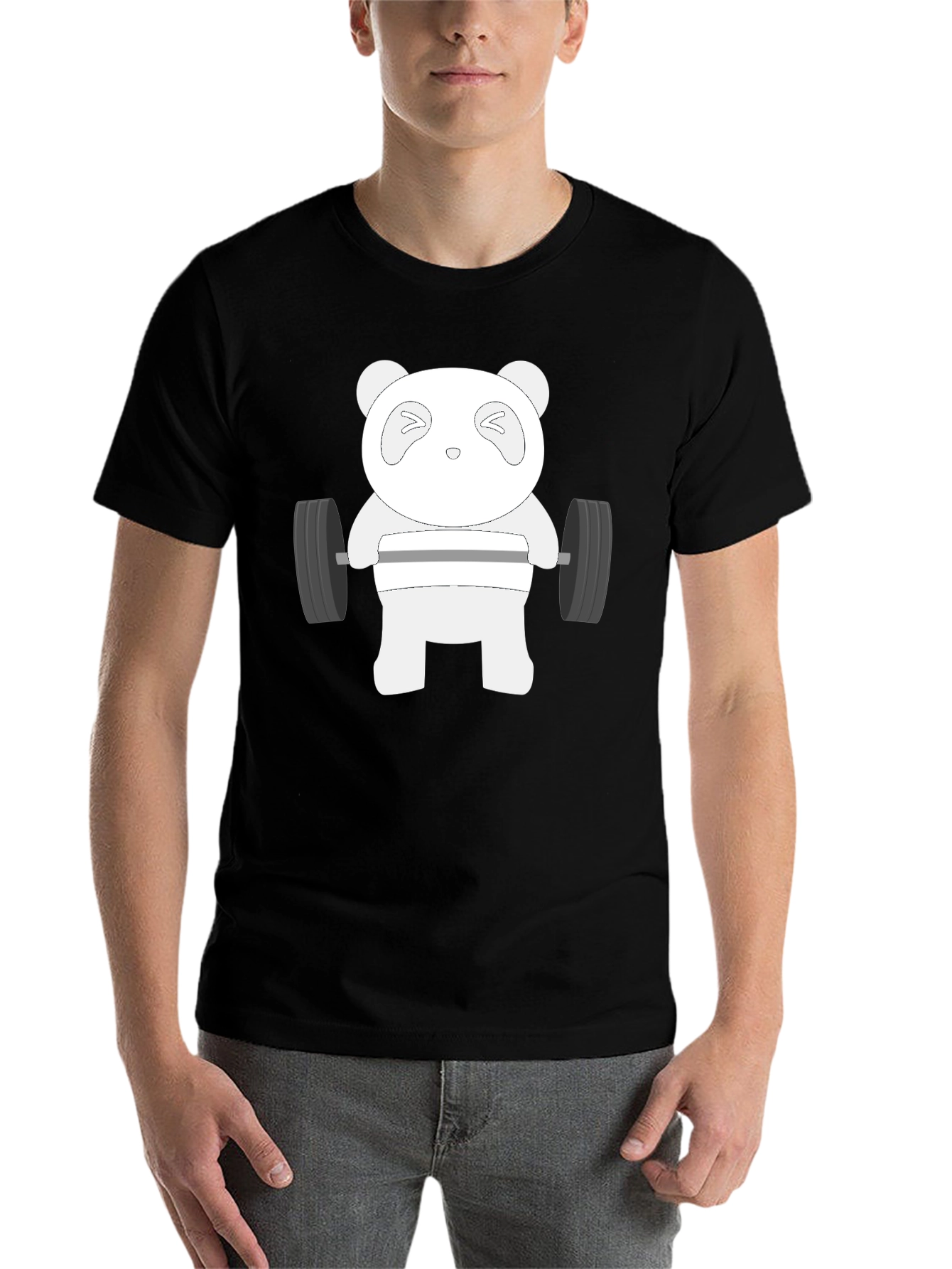 Black Weightlifting Panda T-Shirt - Black view 7