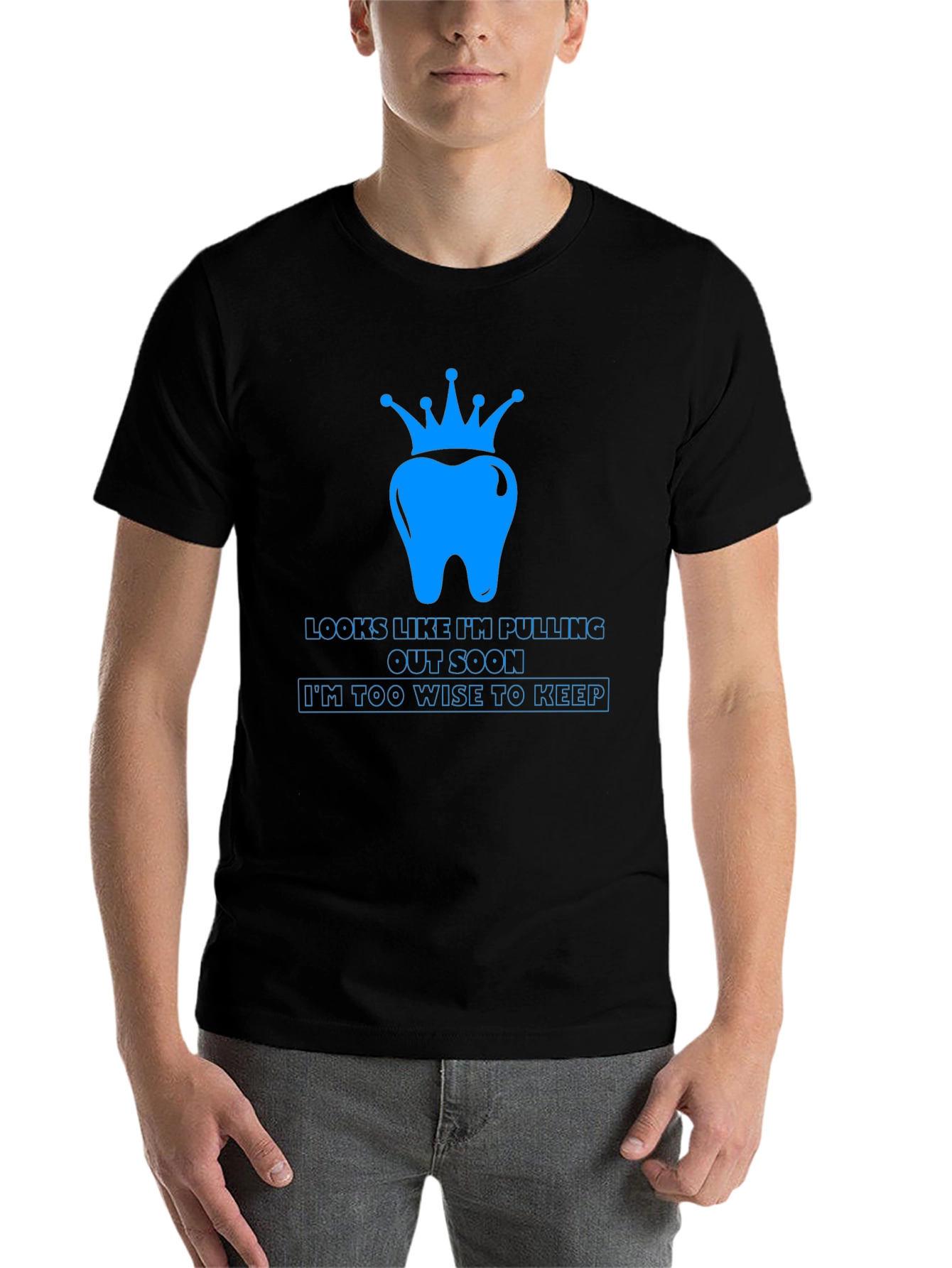 Black Wisdom Tooth Crown T-Shirt - Funny Dental Tee view 7
