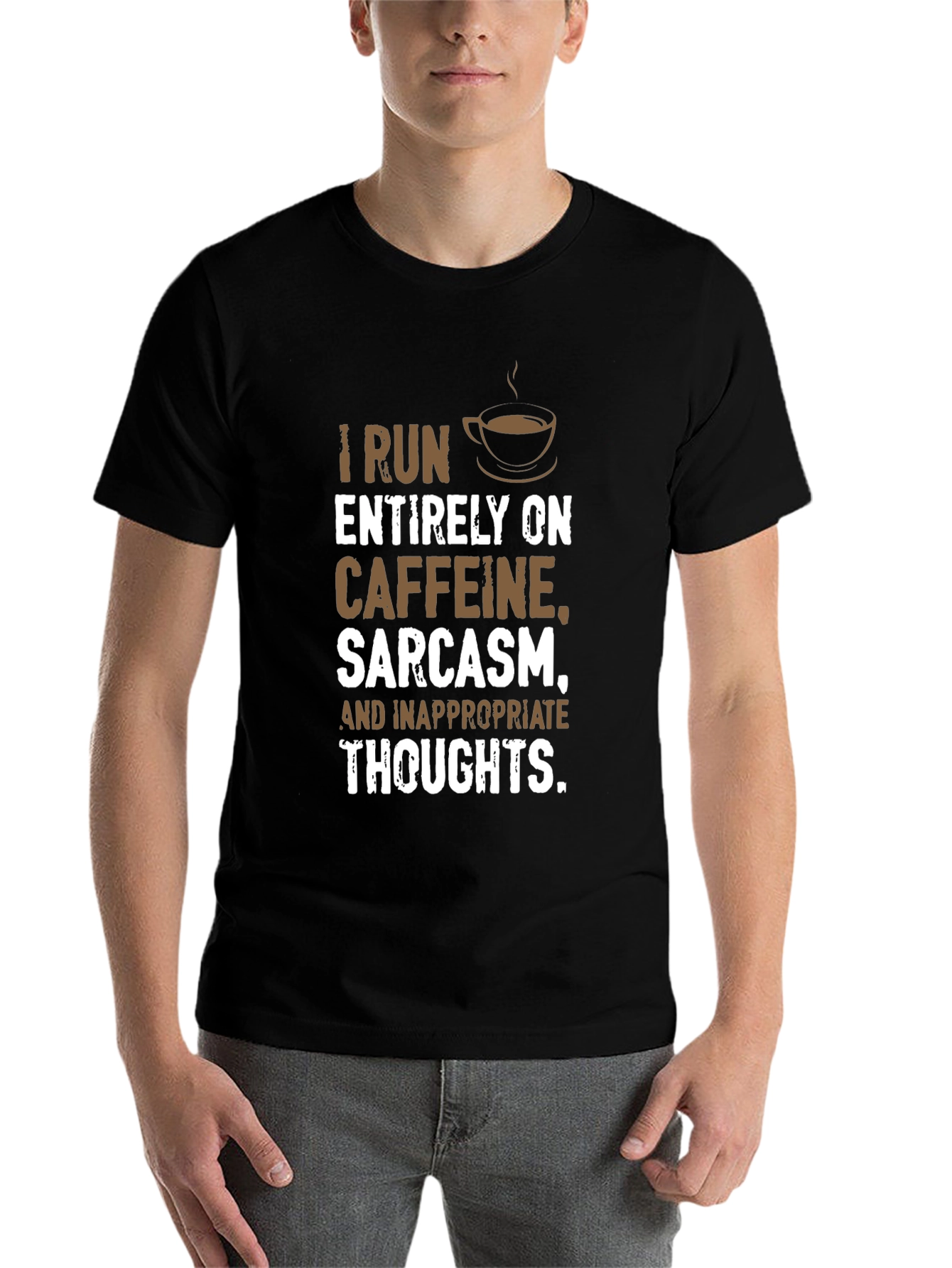 Black Caffeine, Sarcasm, & Inappropriate Thoughts Graphic Tee view 7