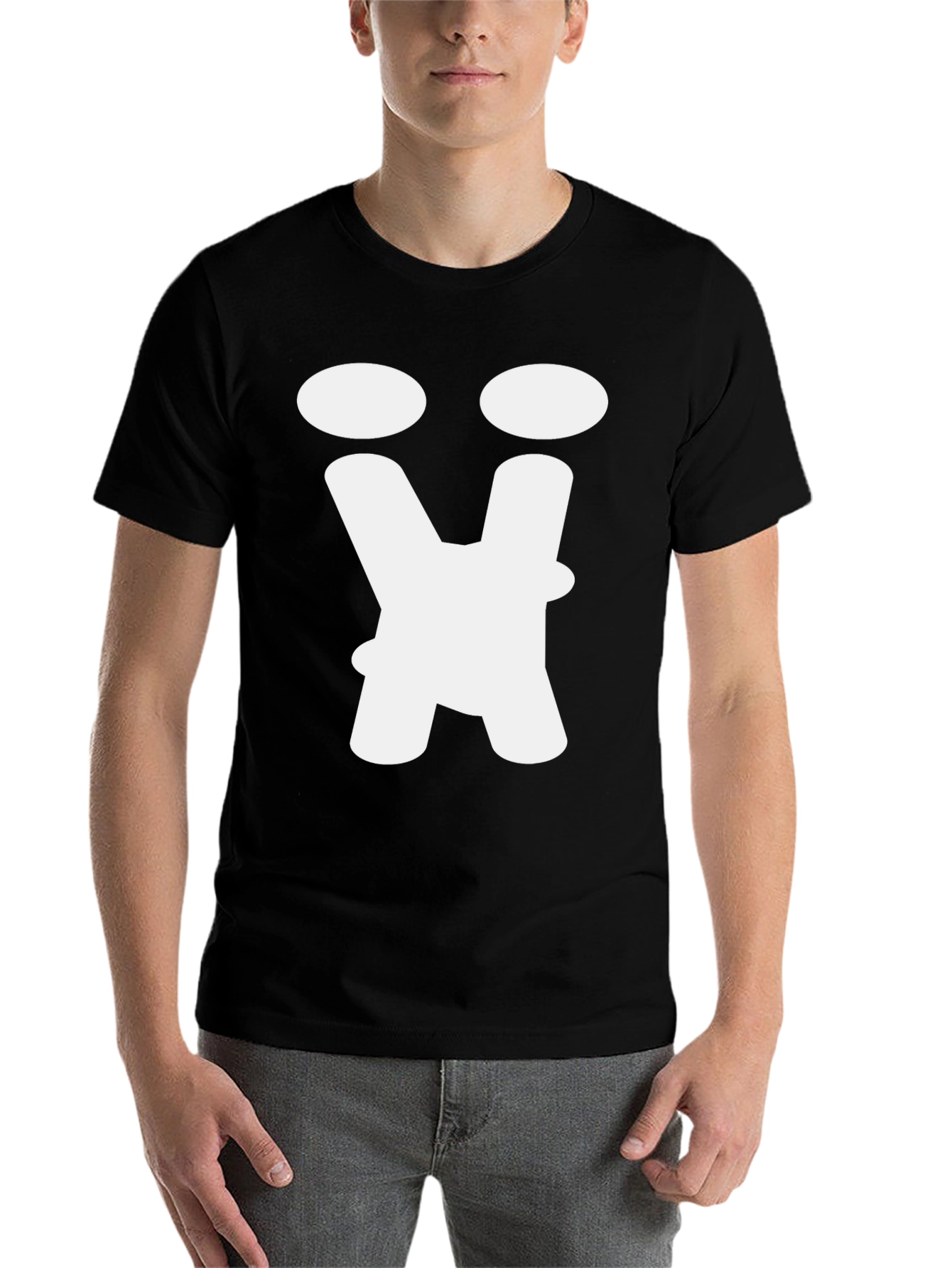 Black Abstract Face Graphic Tee - Black Cotton T-Shirt view 7