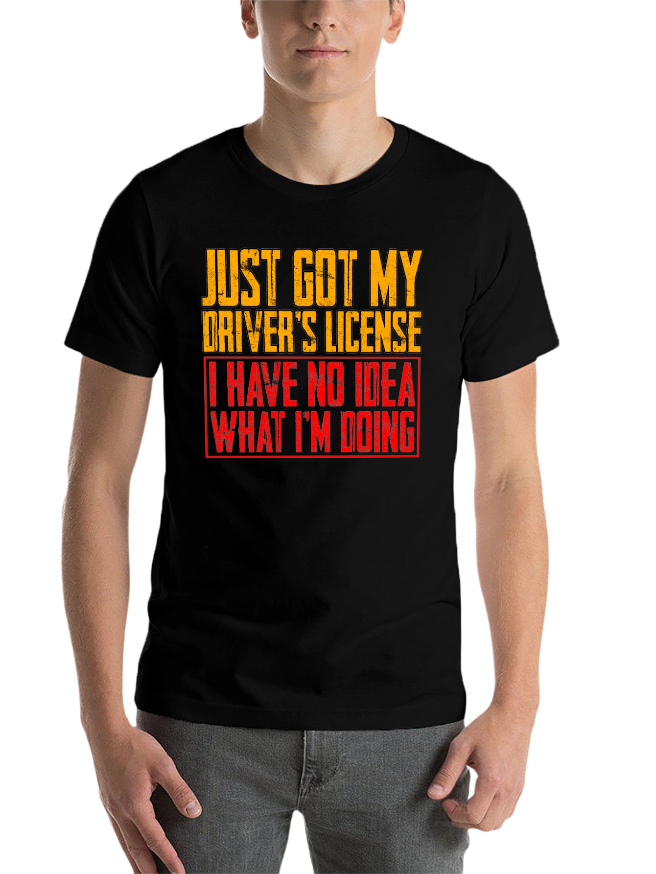 Black Funny Driver's License Graphic T-Shirt view 7