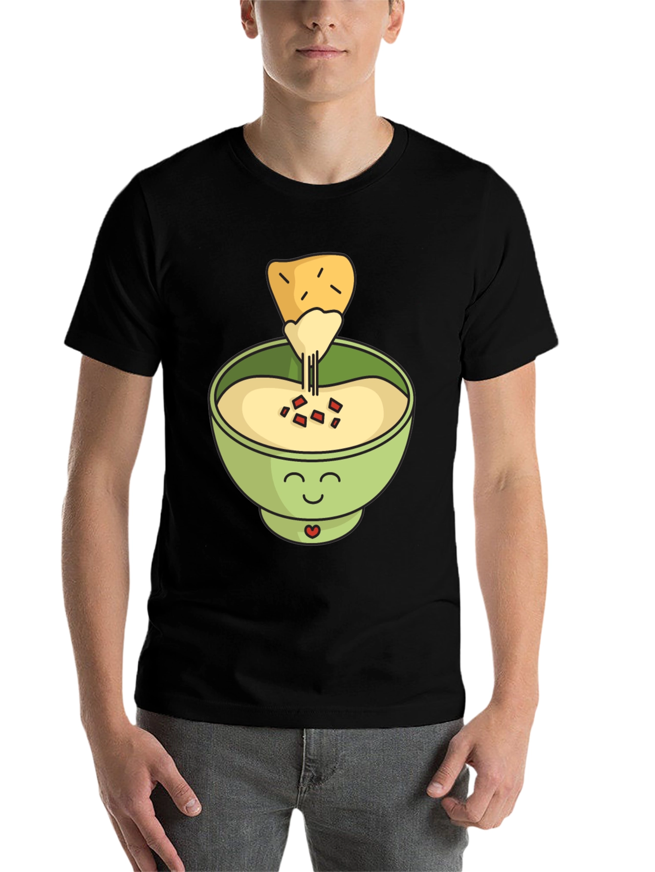Black Cute Cartoon Queso Dip and Chip Graphic Tee view 7